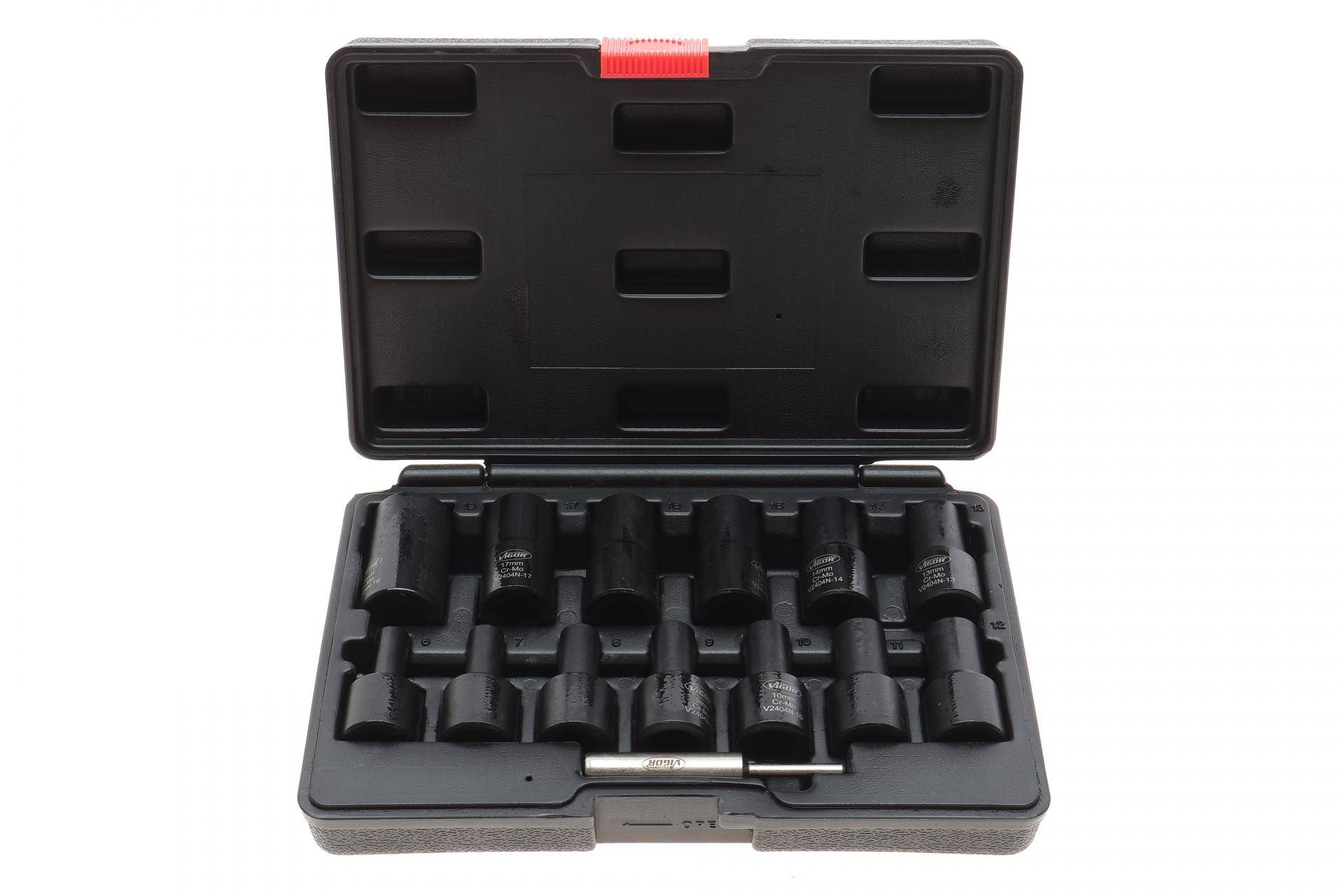 Набір головок для викручування скруглених болтів і гайок (з гвинтовою канавкою) (14шт)