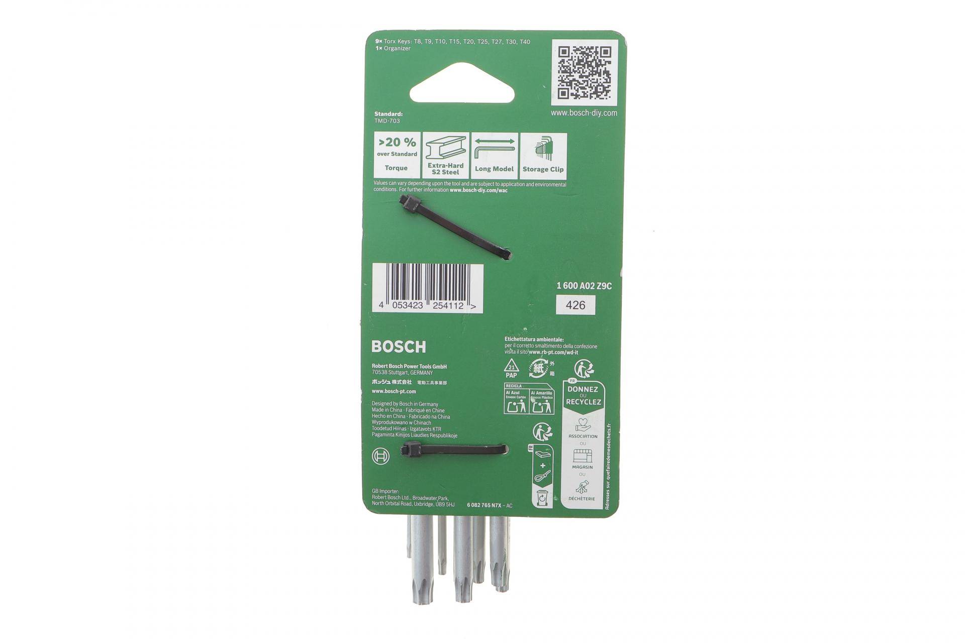 Набір ключів Г-под. Torx T8-T40 9 од.