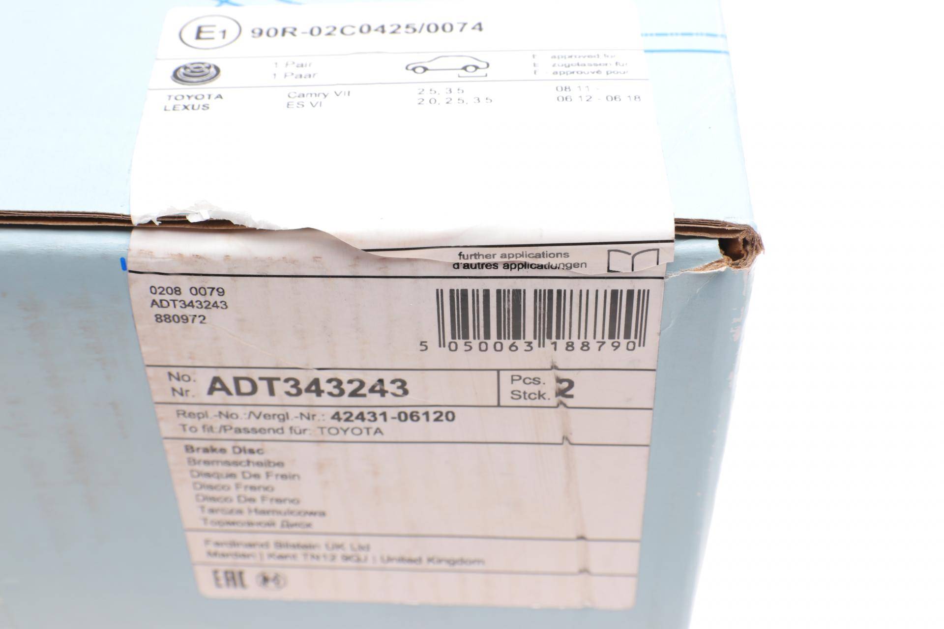 Диск гальмівний (задній) Toyota Camry/Lexus ES 11- (280.90x10) (з покриттям) (повний)