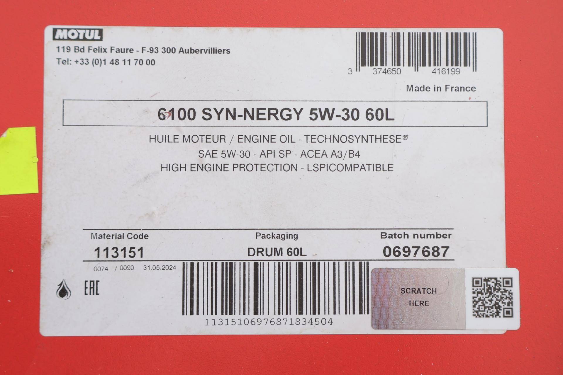 Олива 5W30 Syn-nergy 6100 (60L) (MB 229.5/Renault RN0710/RN0700/VW 502 00/505 00) (113151)