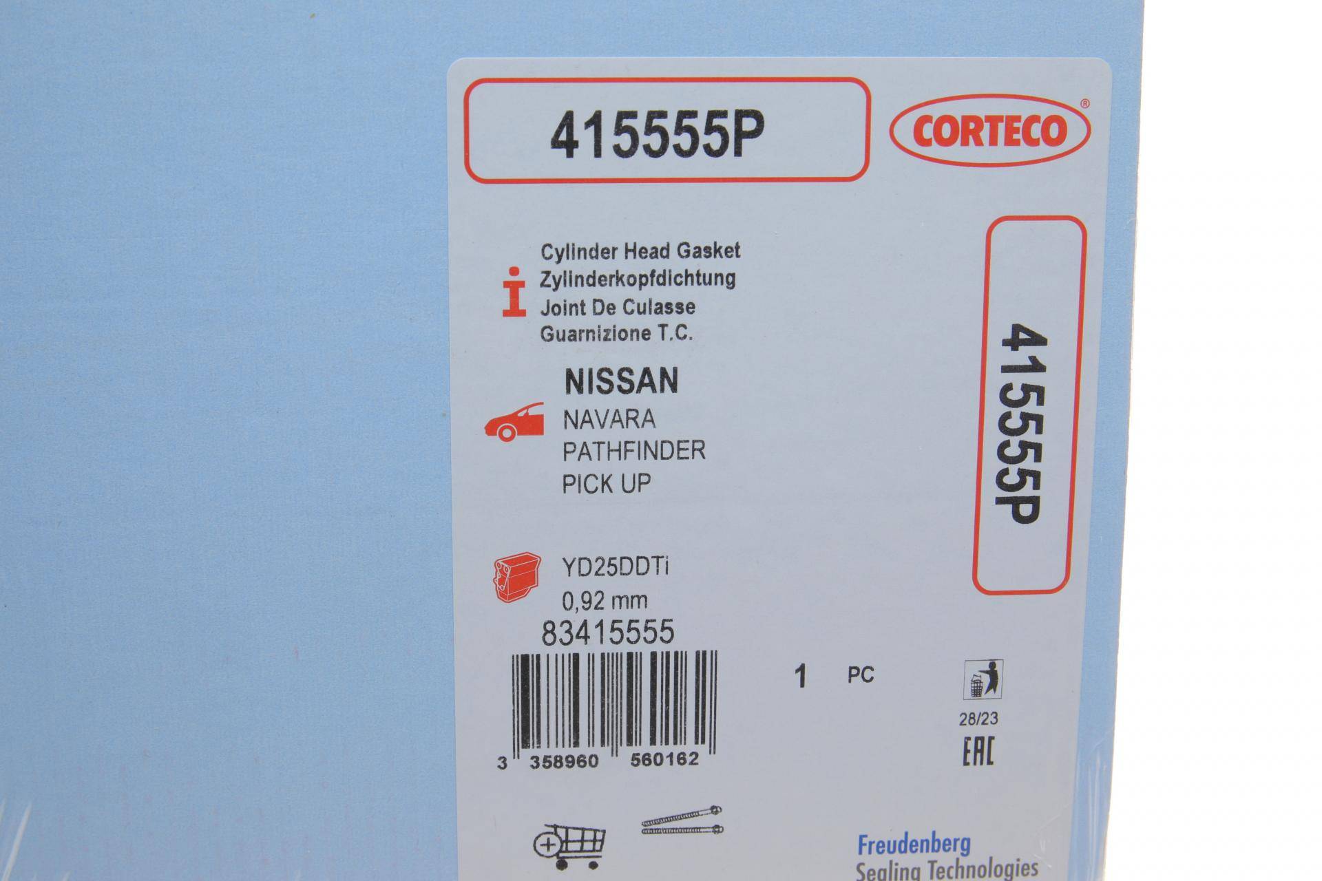 Прокладка ГБЦ Nissan Pathfinder 2.5 dCi 05- (0.92mm) (2 мітки)