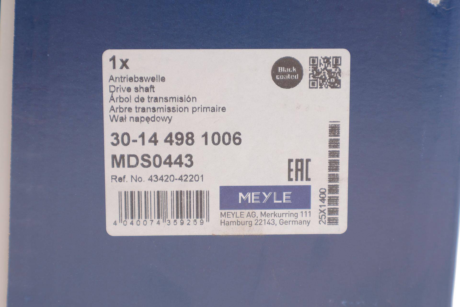 Піввісь (передня) (L) Toyota Rav4 2.0 08-19 (30z/24z/625mm)
