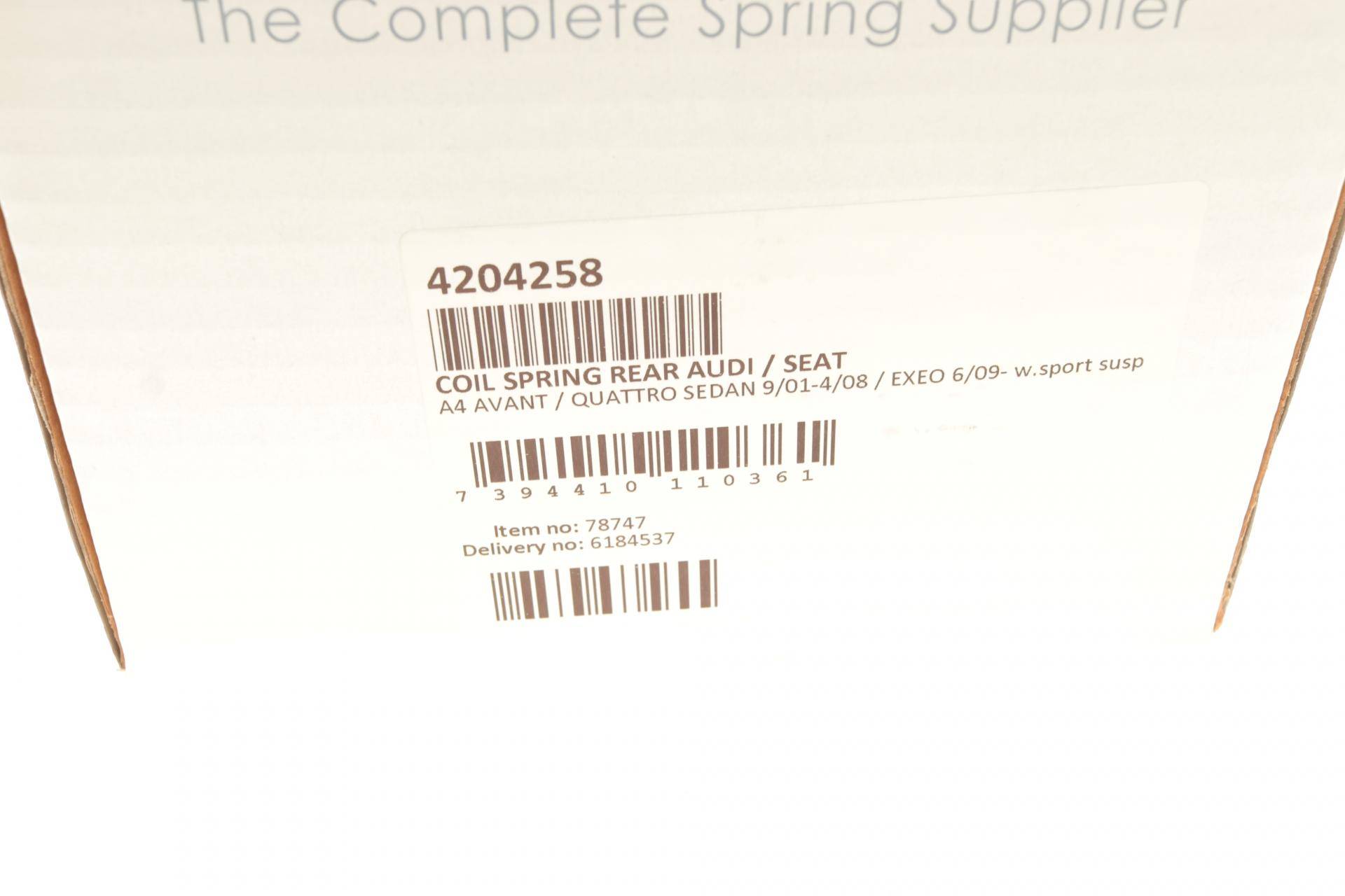 Пружина (задня) Audi A4 1.8T/1.9-2.7TDI/2.0-3.0 01-08 (седан/унив)(со спорт.х.ч) (ос:Incl.S-line)