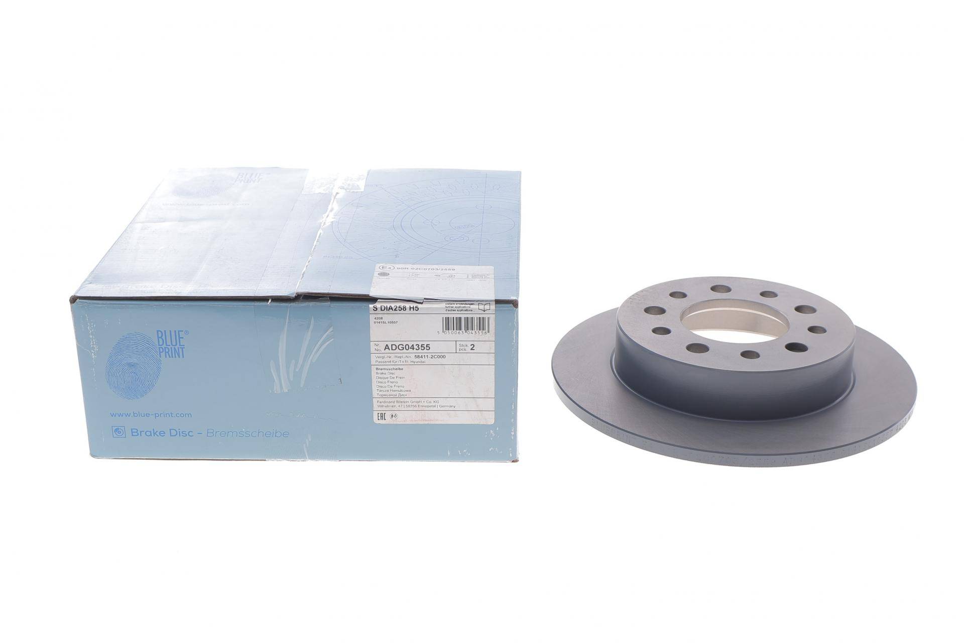 Диск гальмівний (задній) Hyundai Tiburon 06-08 (258x10)