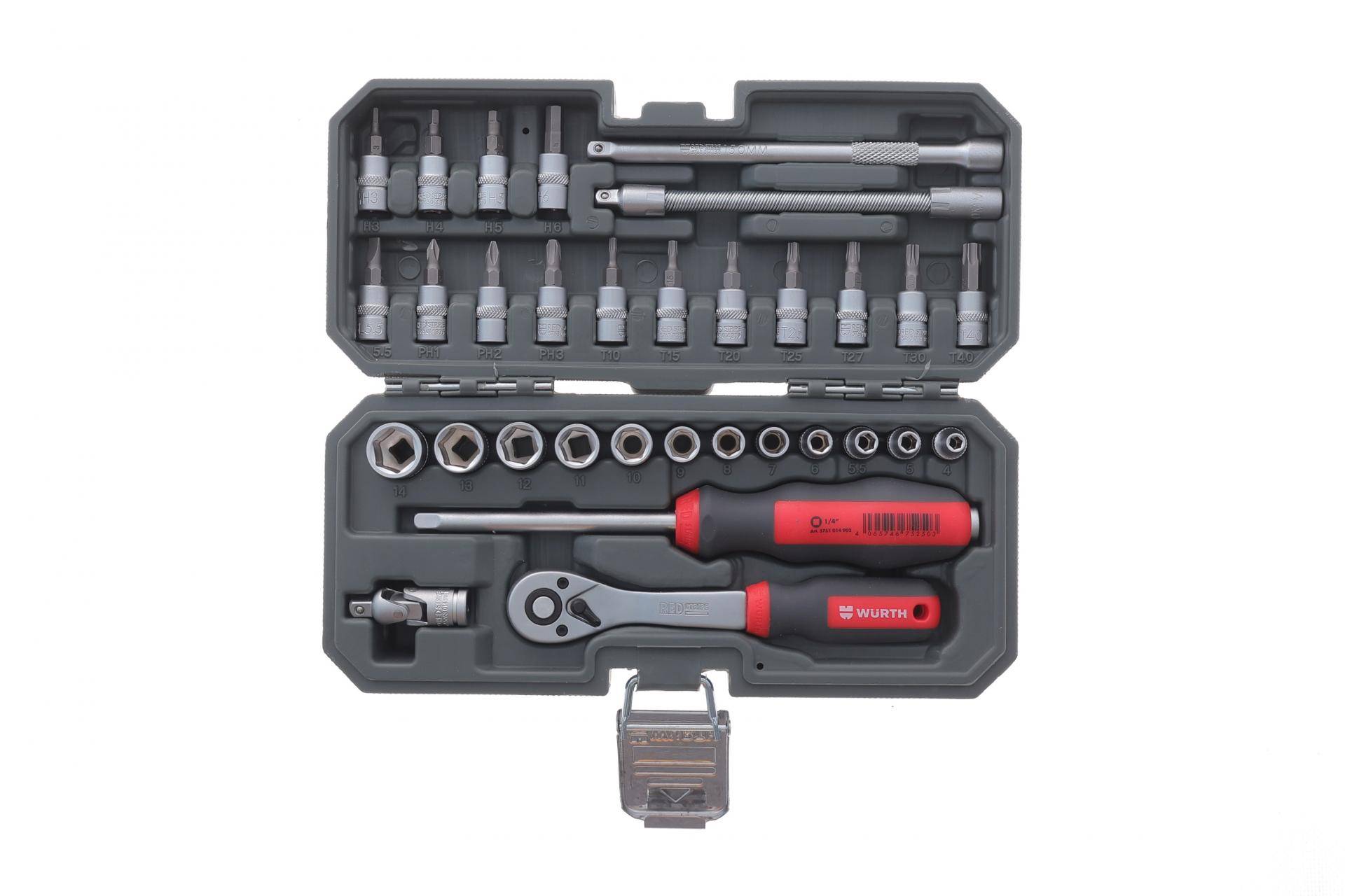 Набір головок торцевих з тріскачкою 1/4" 32 од.