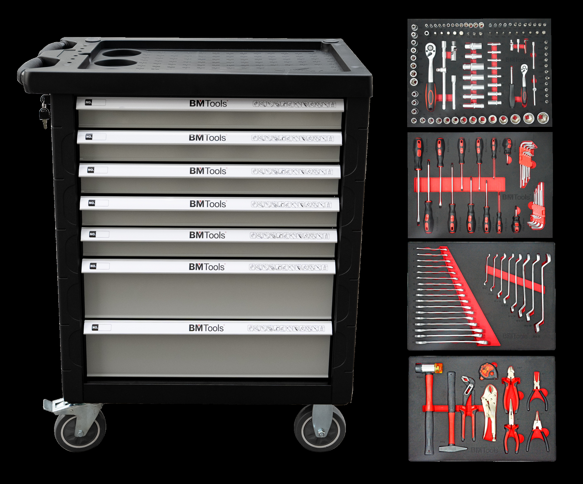Візок з інструментами 7 секцій 172 од. (сірий)
