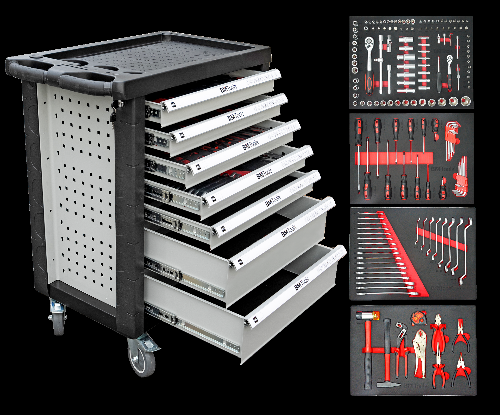 Візок з інструментами 7 секцій 172 од. (сірий)