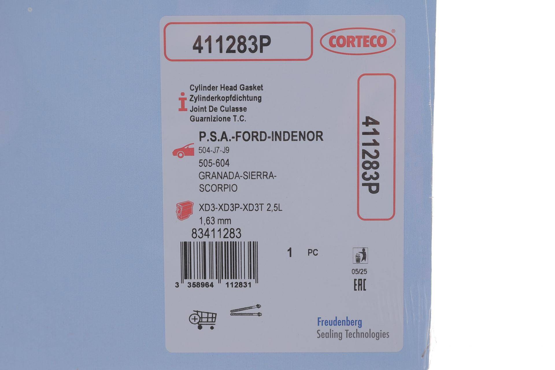 Прокладка ГБЦ Ford Scorpio/Sierra 82-93 (1.63mm)