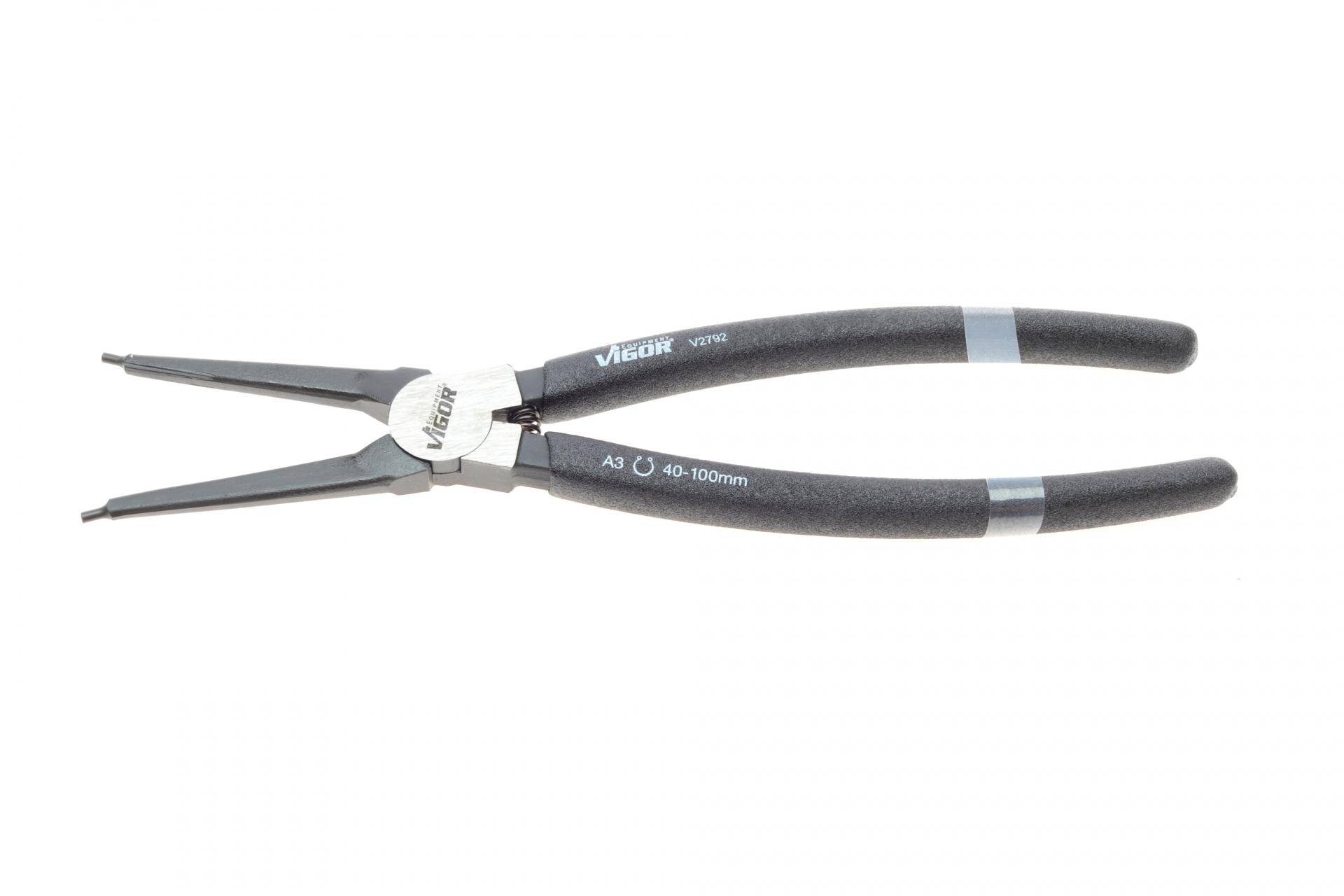 Щипці прямі для зовнішніх стопорних кілець 2,3x40-100 мм L-180 мм