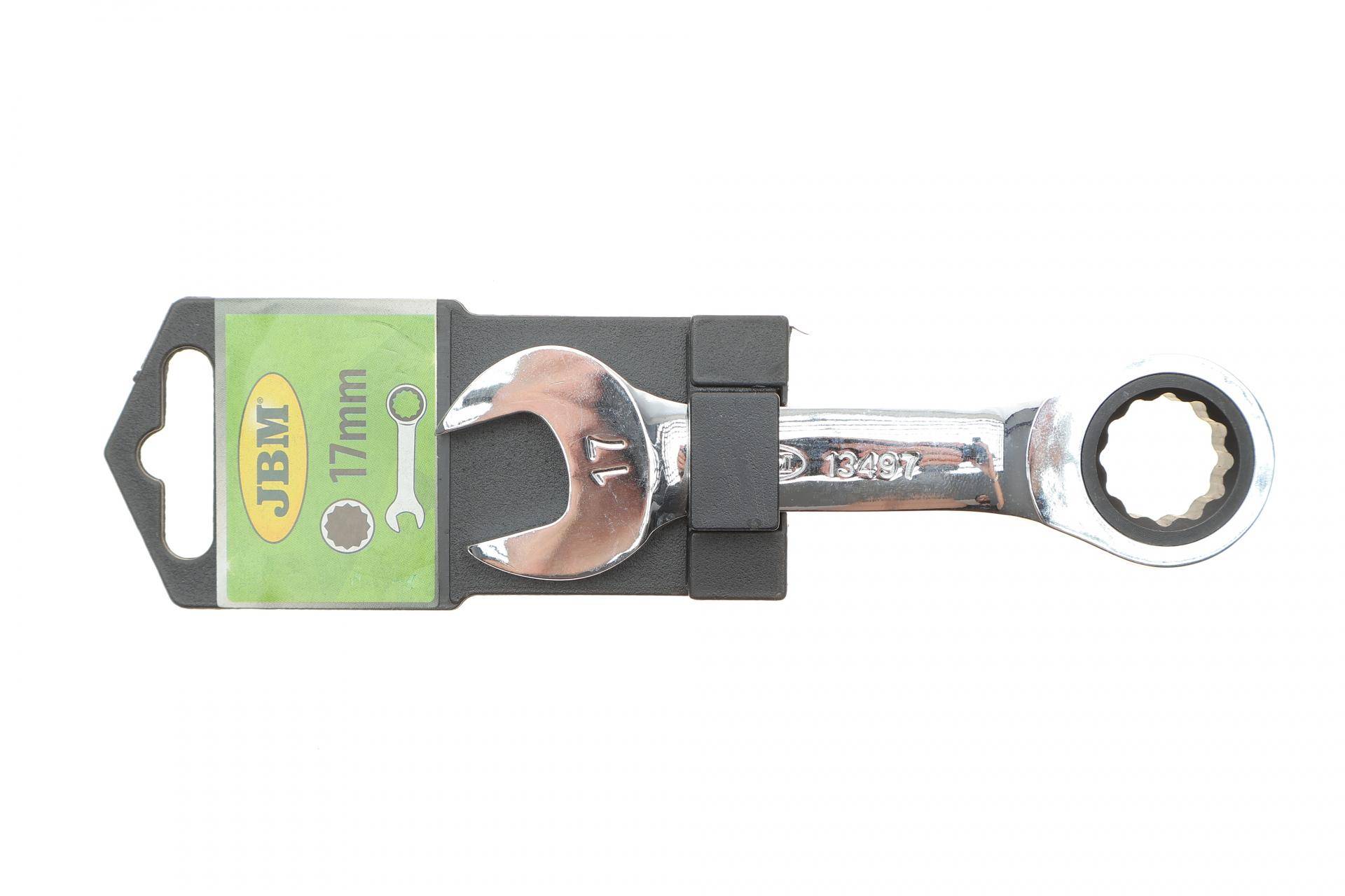 Ключ ріжково-накидний з тріскачкою 17 мм 72 зуб. L-130 мм