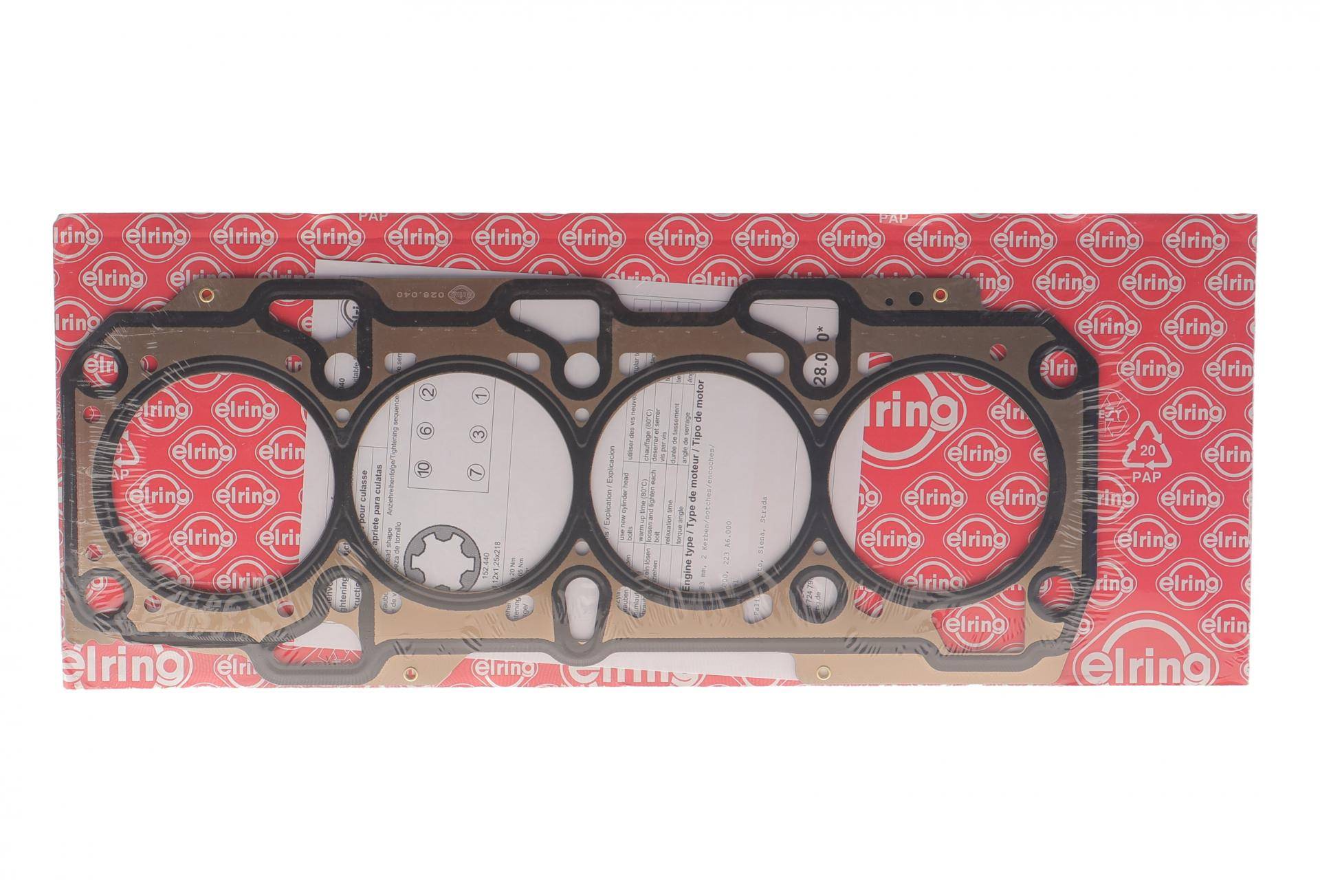 Прокладка ГБЦ Fiat Doblo 1.9D 99- (2 метки)