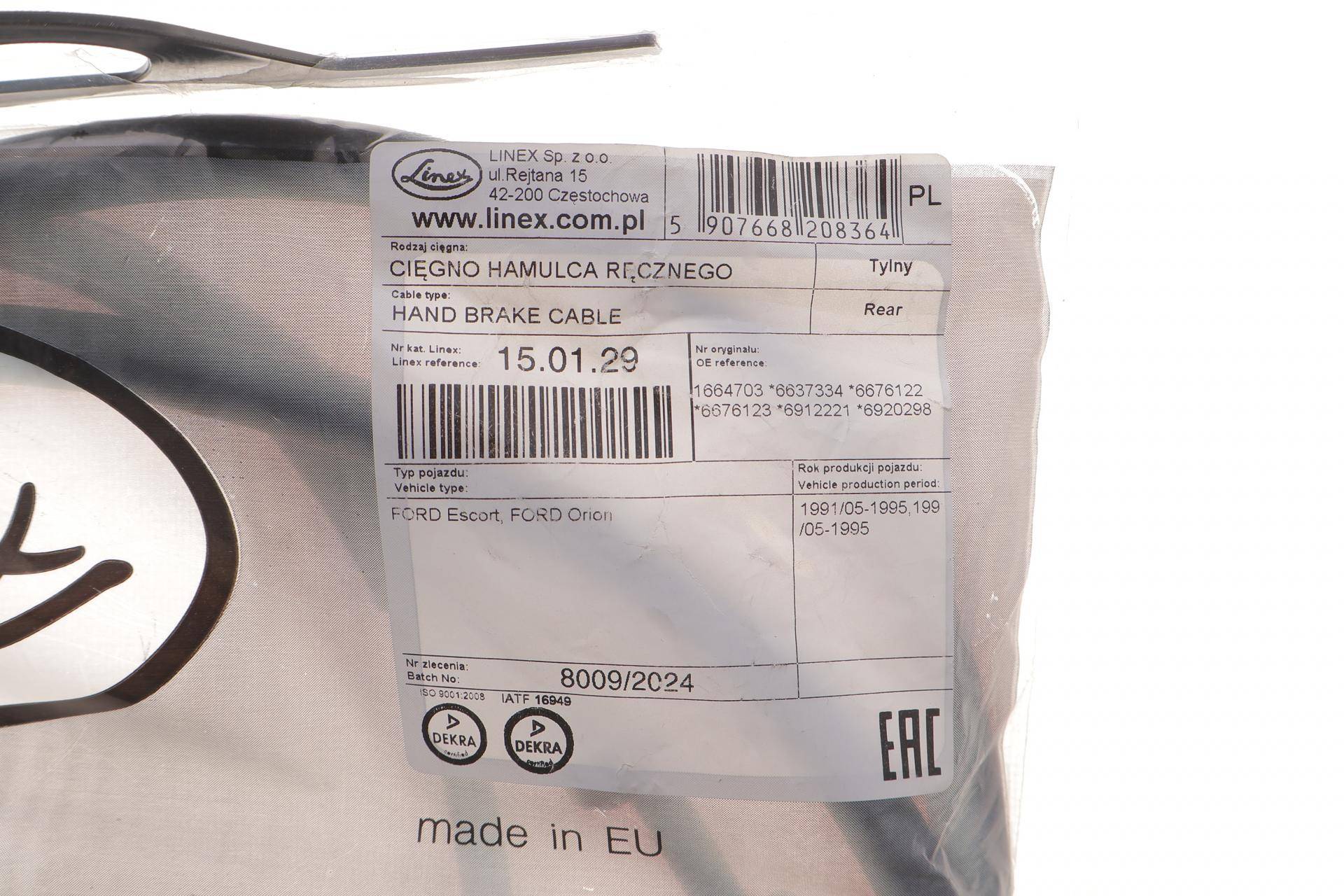 Трос ручника (задній) Ford Escort 90-95 (3273/1311+1400 мм)