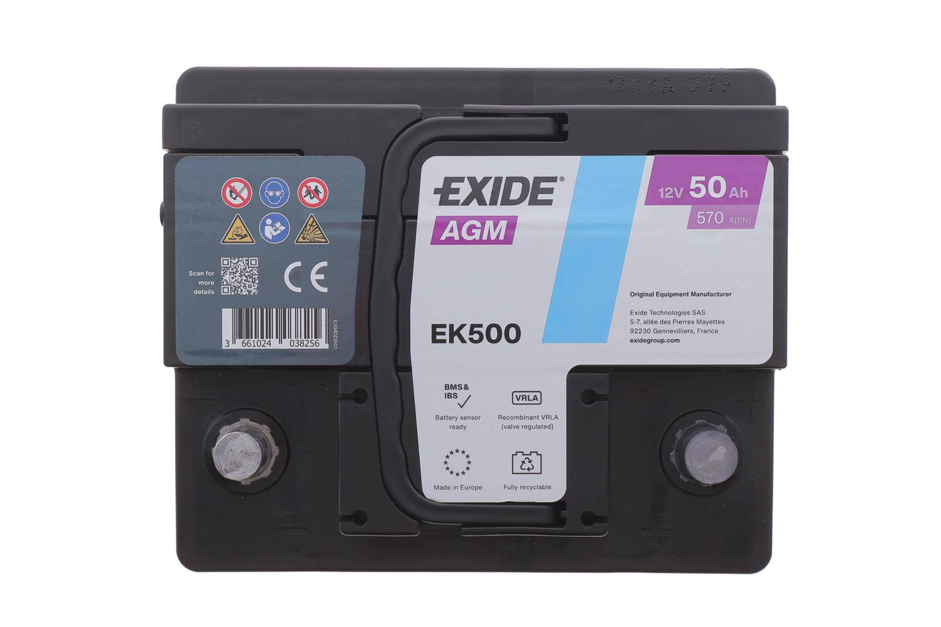 Акумуляторна батарея 50Ah/570A (207x175x190/+R/B13) (Start-Stop AGM)