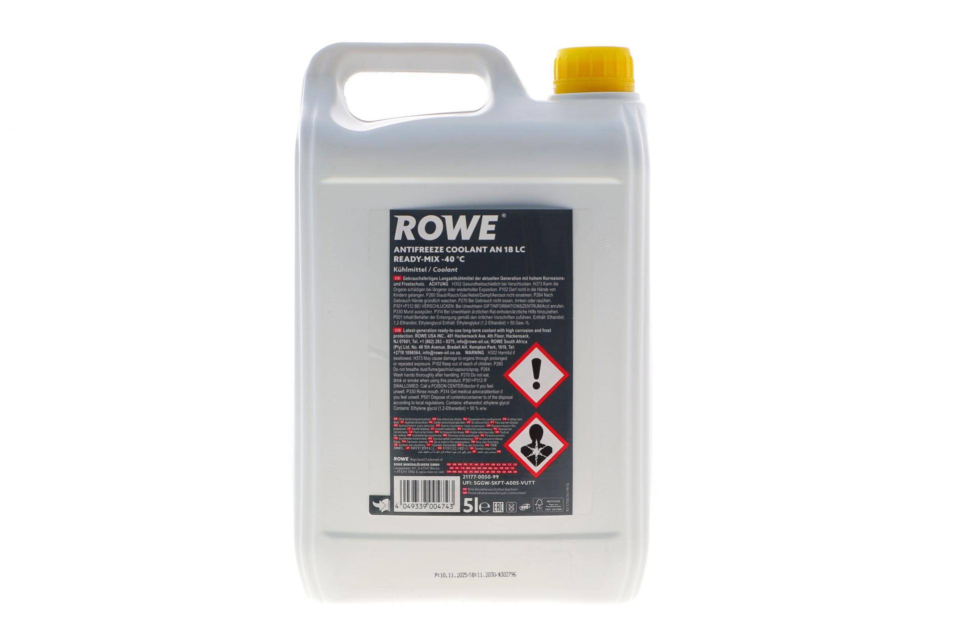 Антифриз (зелений) 5L HIGHTEC ANTIFREEZE COOLANT AN 18 LC READY-MIX (-40°C)