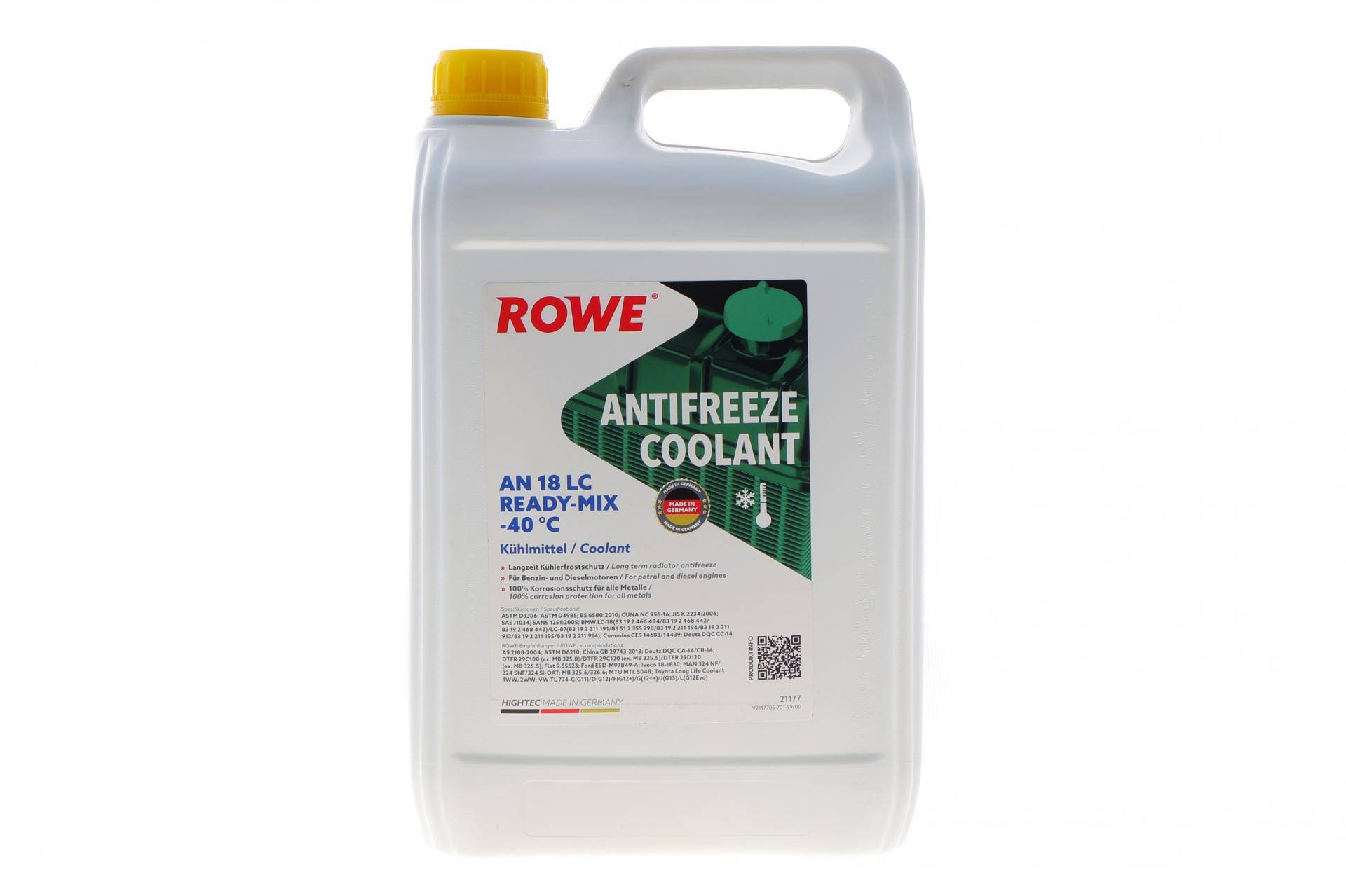 Антифриз (зелений) 5L HIGHTEC ANTIFREEZE COOLANT AN 18 LC READY-MIX (-40°C)