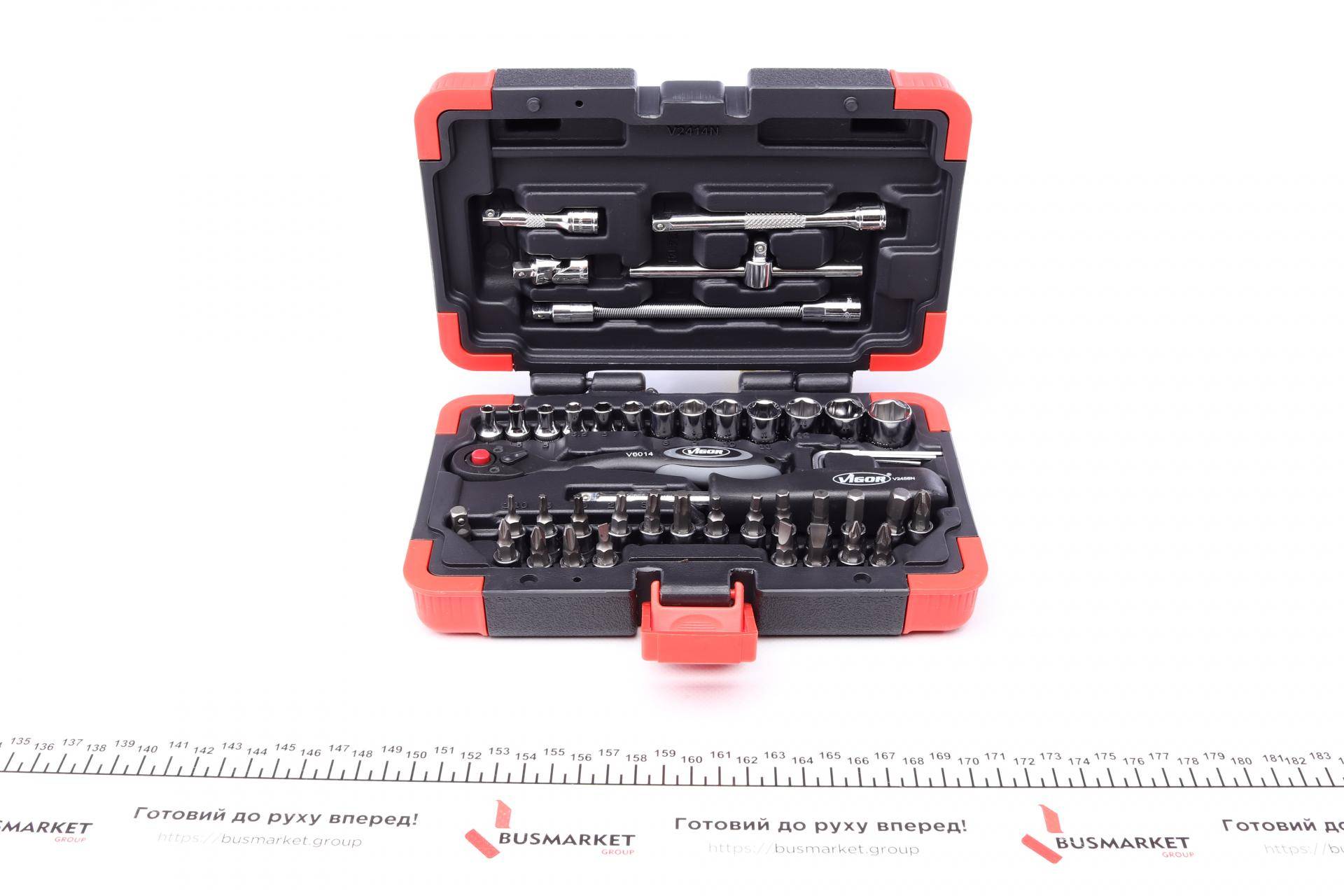 Набір інструментів комбінований 1/4" (головки, головки зі вставкою) 46 од. (хромовані)