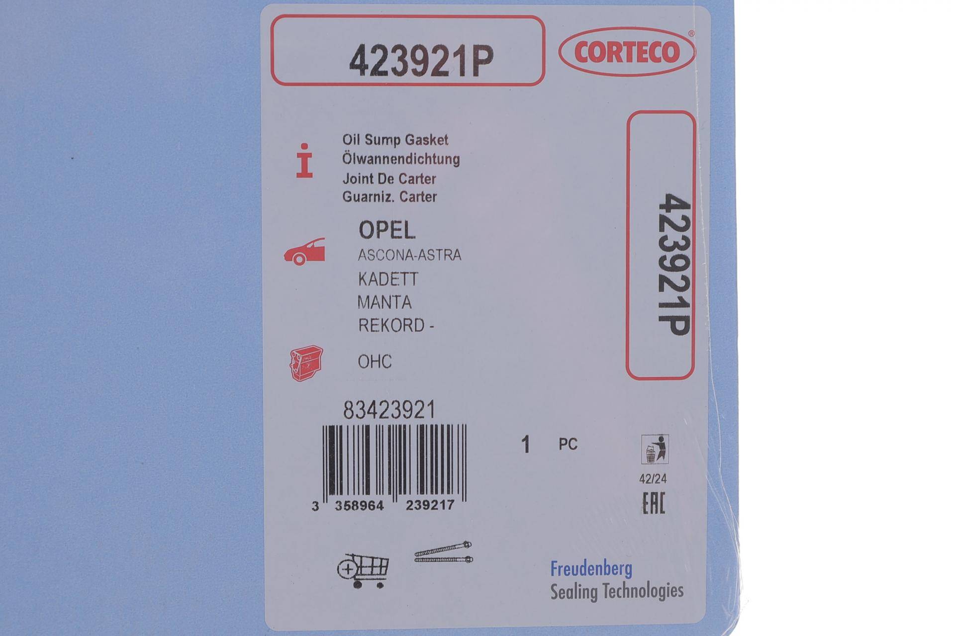 Прокладка піддону Opel 1.6-1.8I/1.6-1.7D 81-86