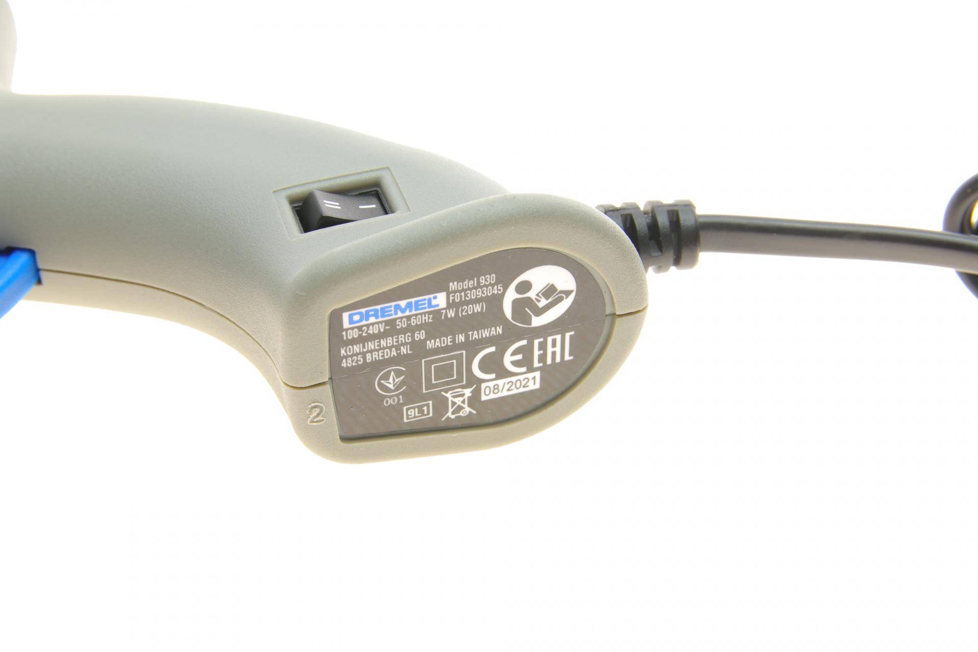 Пістолет термоклейовий DREMEL 930 (100-240V/105/165°C/діаметр клейового стержня 7mm) + 12 стержнів