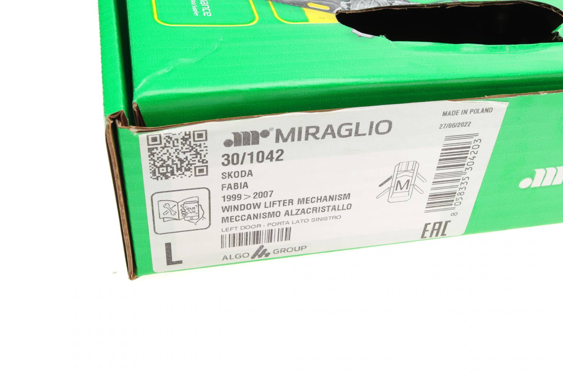 Склопідіймач (передній) Skoda Fabia 99-08 (L) (електро) (без моторчика)