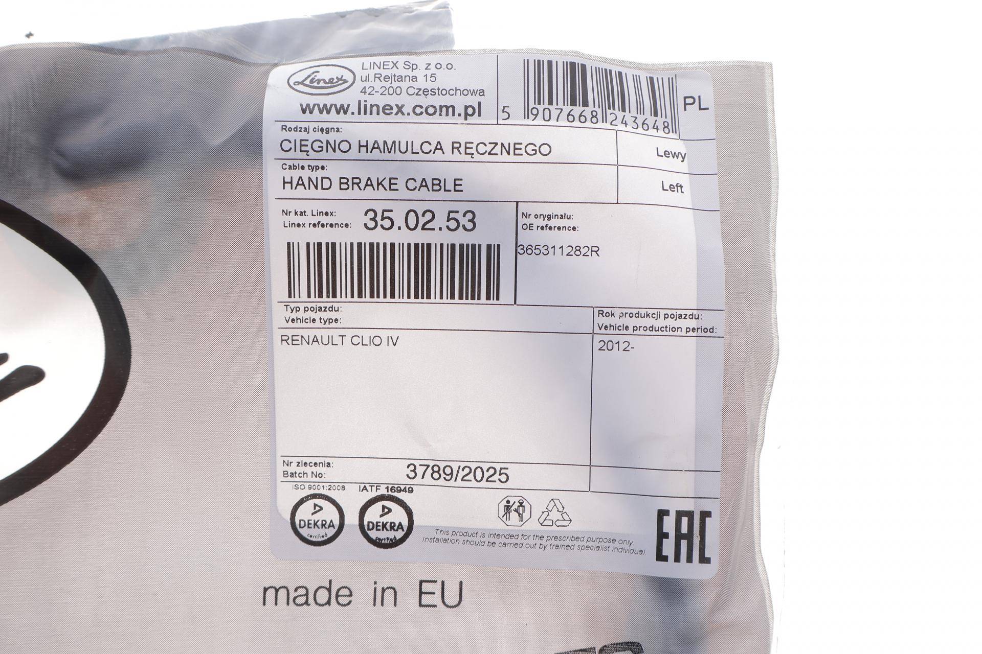 Трос ручника (задній) (L) Renault Clio IV 12- (1486/1309mm)