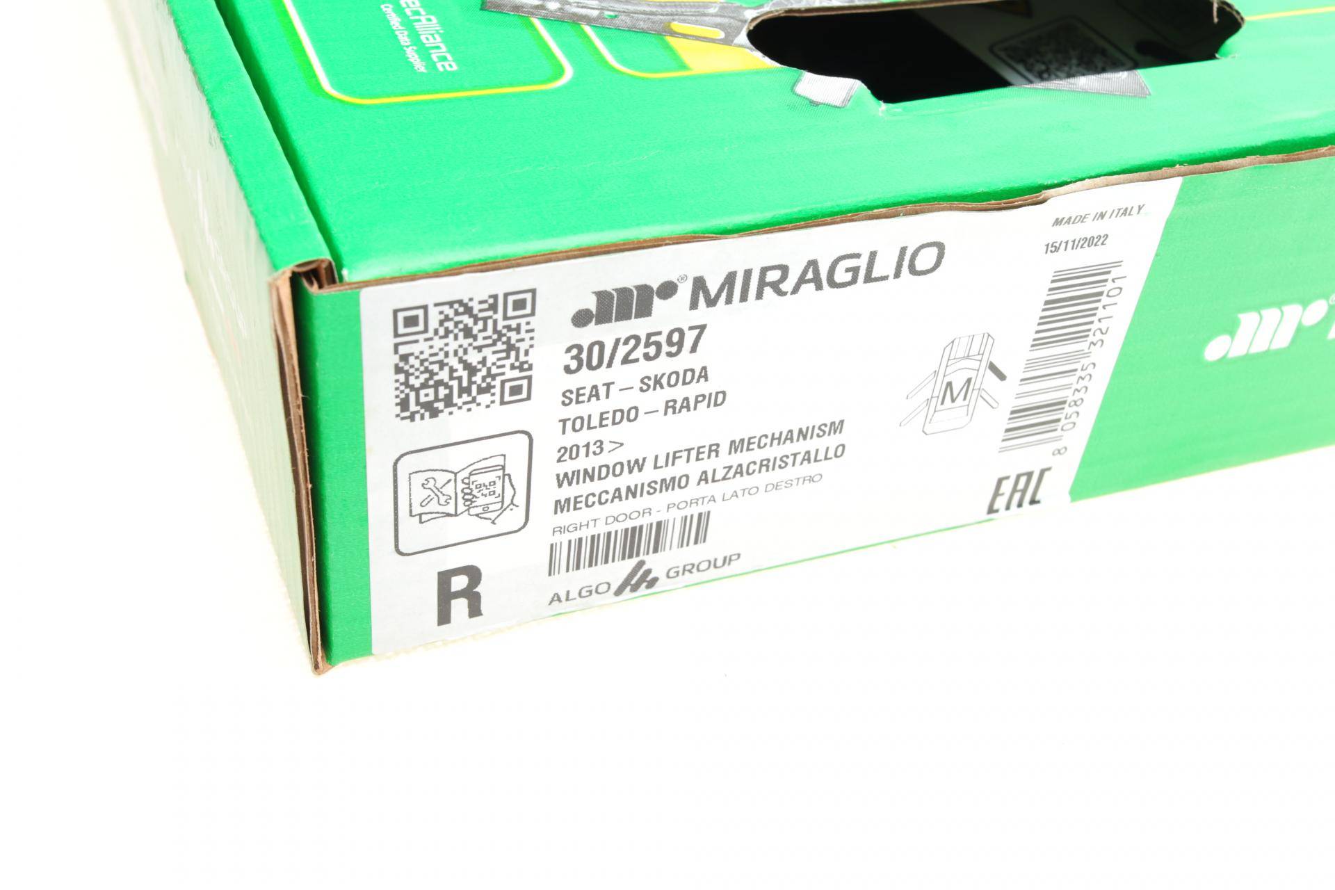 Склопідіймач (передній) Skoda Rapid/Seat Toledo 12- (R) (електро)(без моторчика)