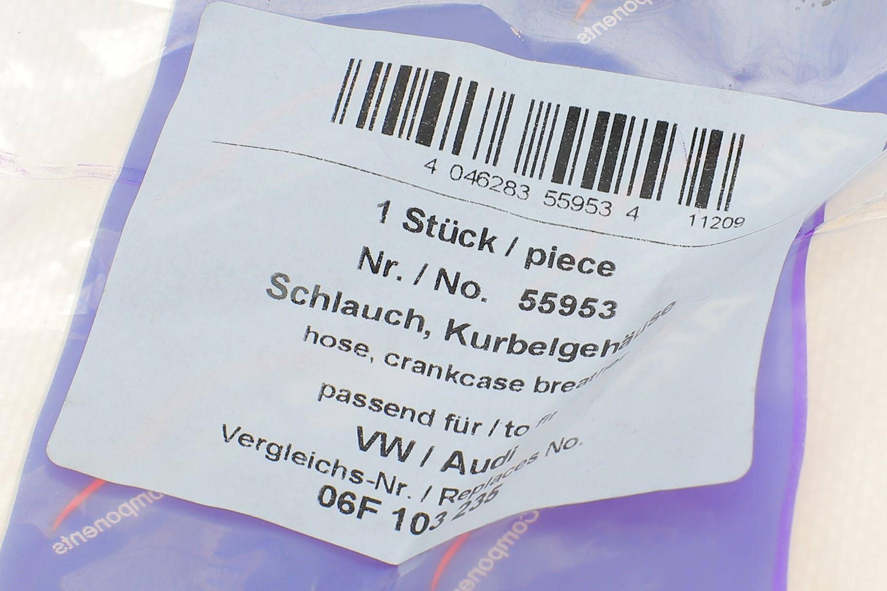 Патрубок вентиляції картера VW Caddy 1.6TDI/1.9TDI 05-15/Crafter 30-35 2.0TDI 11-16