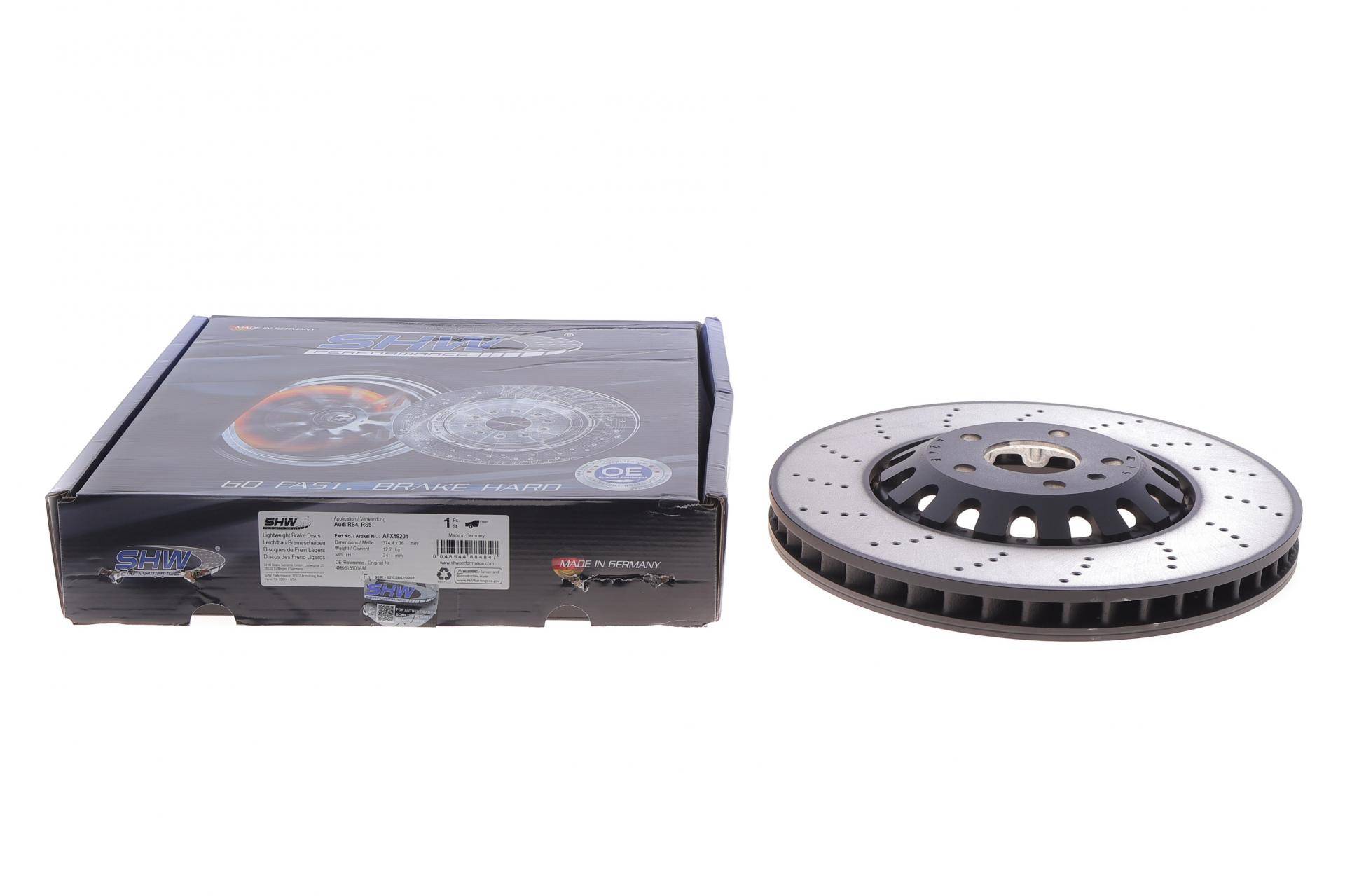 Диск гальмівний (передній) Audi RS4/RS5 12- (374x36) (з покриттям) (з отворами) (вент)