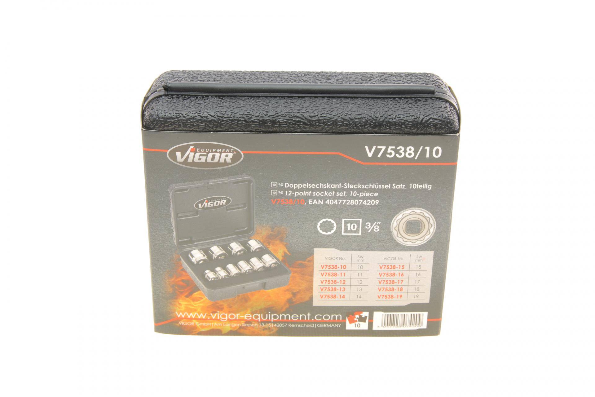 Набір головок 12-граней 3/8" 10-19 мм 10 од. (хромовані)