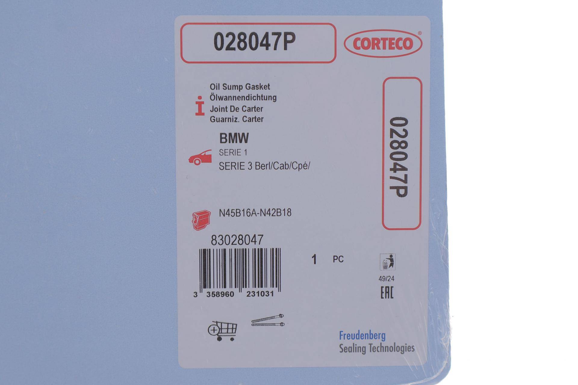 Прокладка піддону BMW 1 (E87)/3 (E46/E90) 1.6i/1.8i/2.0i 01- N40/N42/N43/N45/N46