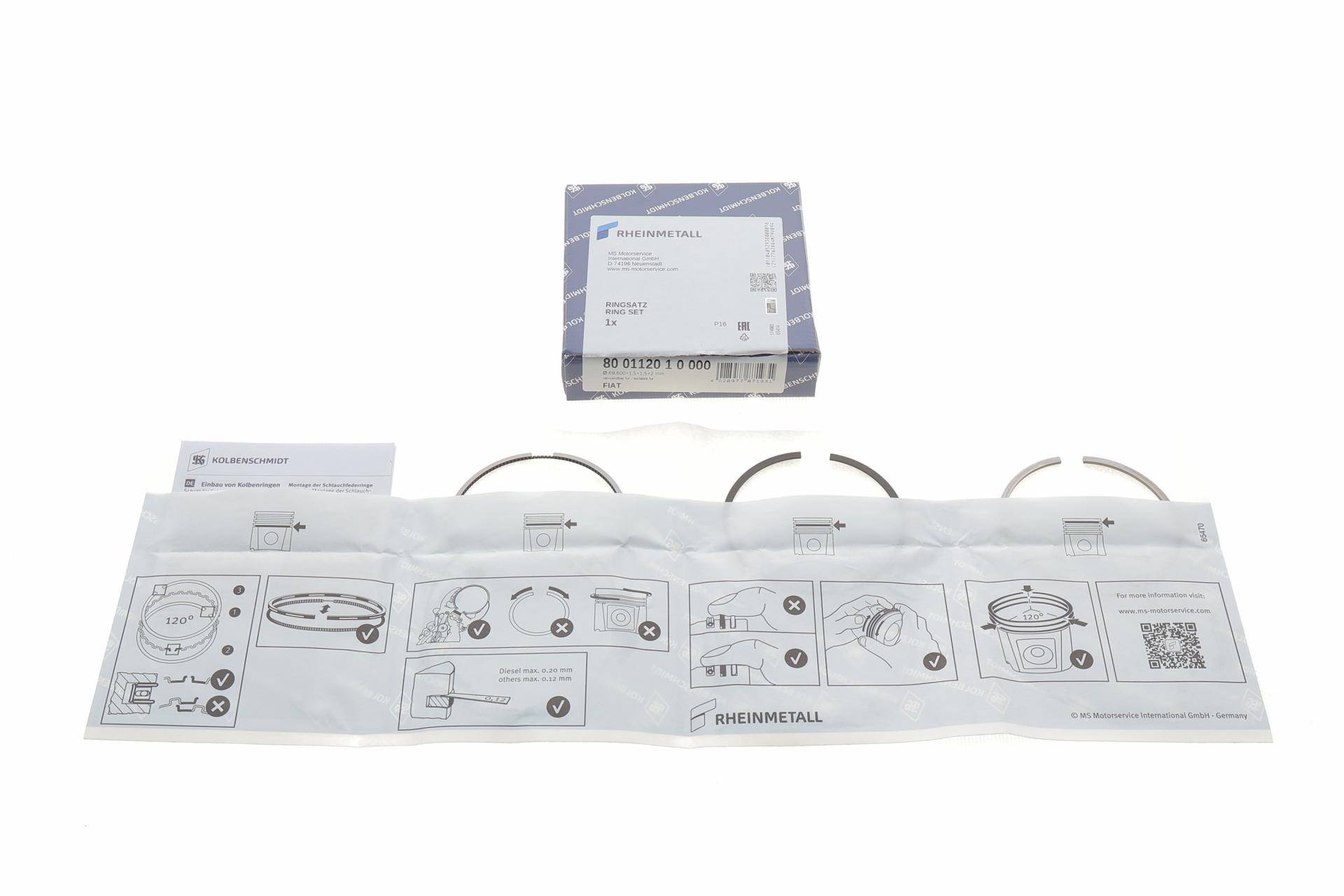 Кільця поршневі Fiat Punto/Fiorino 1.3D 07- (69.60mm/STD) (1.5-1.5-2)