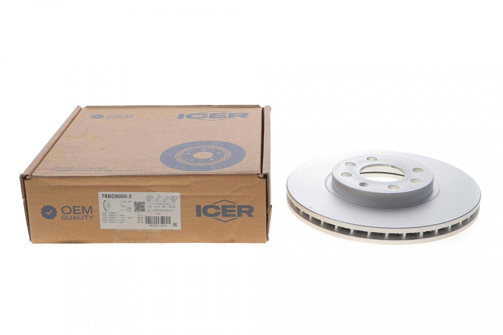 Диск гальмівний (передній) Opel Combo 01-/Corsa C 00-09/Meriva A 03-10 (260x24) (з покр.) (вентильований)