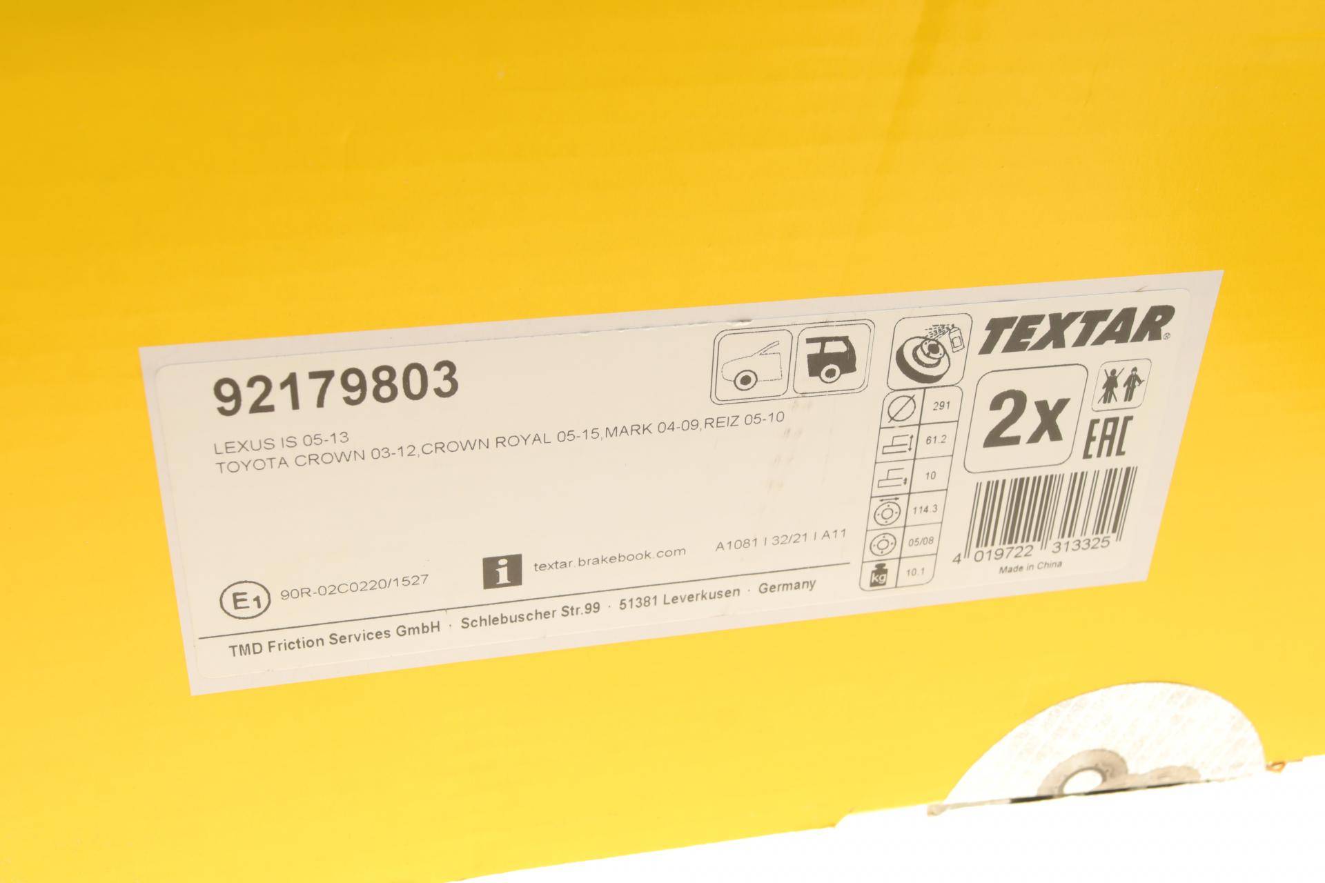 Диск гальмівний (задній) Lexus IS/Toyota Crown 09- (291x10) PRO