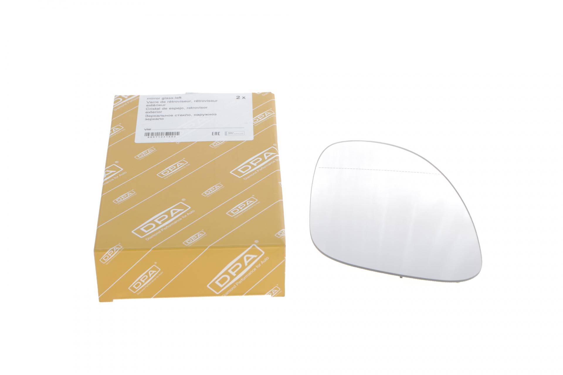 Скло дзеркала VW Golf V/VI/Passat 05-13 (L) (хром)