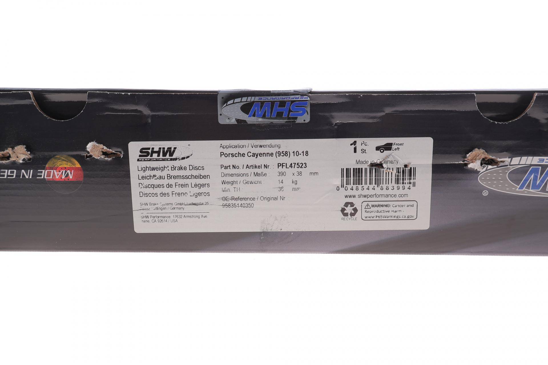 Диск гальмівний (передній) Porsche Cayenne 10-18 (390x38) (L) (з покриттям) (з отворами) (вент)