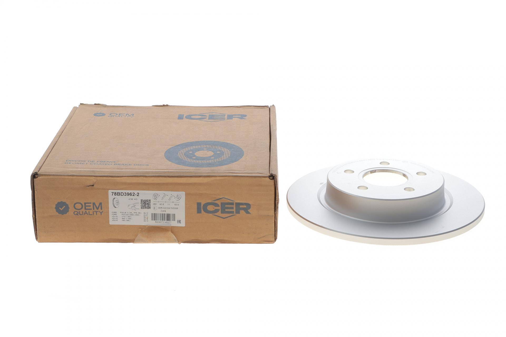 Диск гальмівний (задній) Ford C-Max 07-10/Focus 04-/Volvo C30/S40/V50 04-12 (280x11) (з покр)(повний)