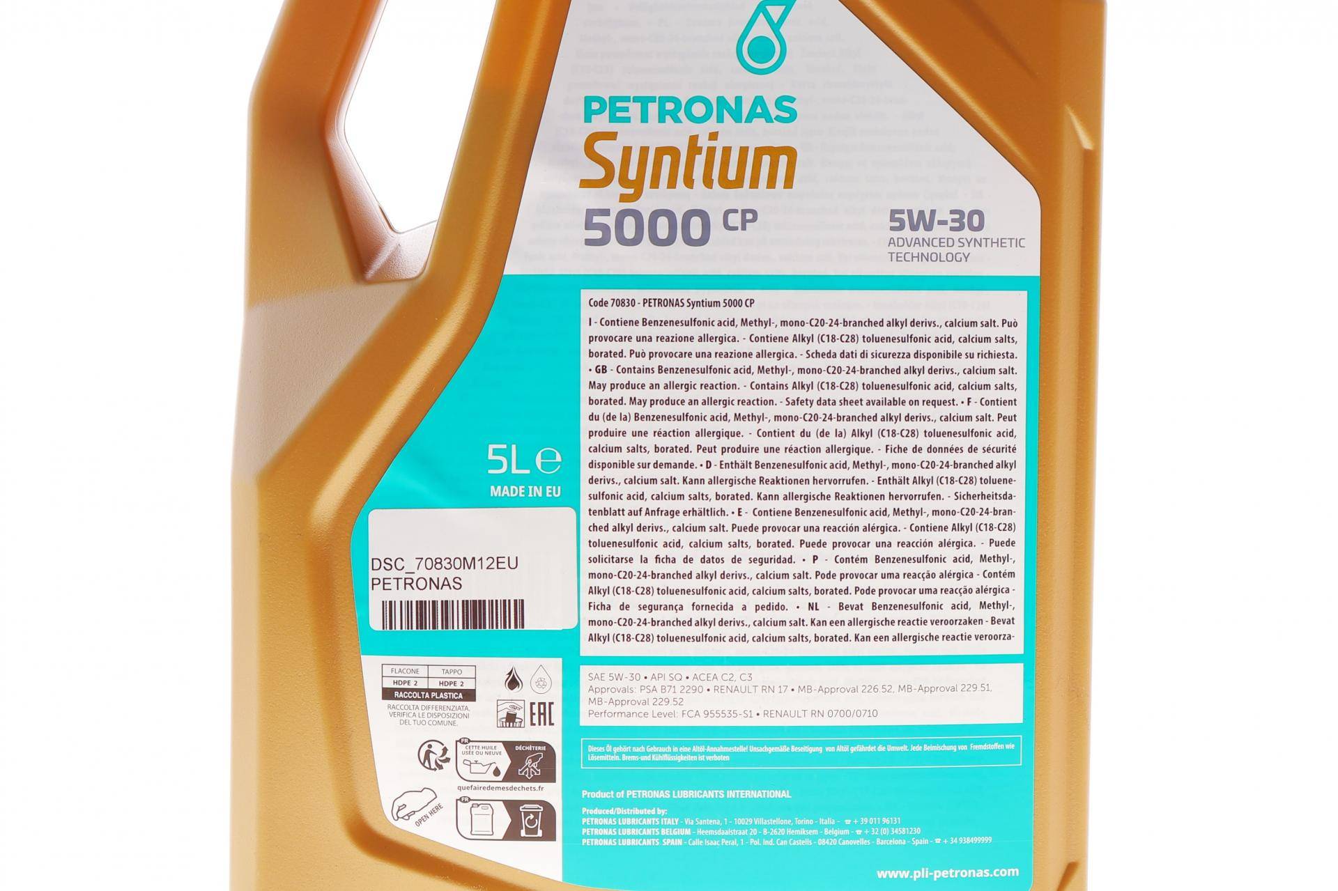 Олива 5W30 SYNTIUM 5000 CP (5L) (MB229.51/MB229.52/MB226.52/Renault RN17/PSA B71 2290) (незначне пошкодження)