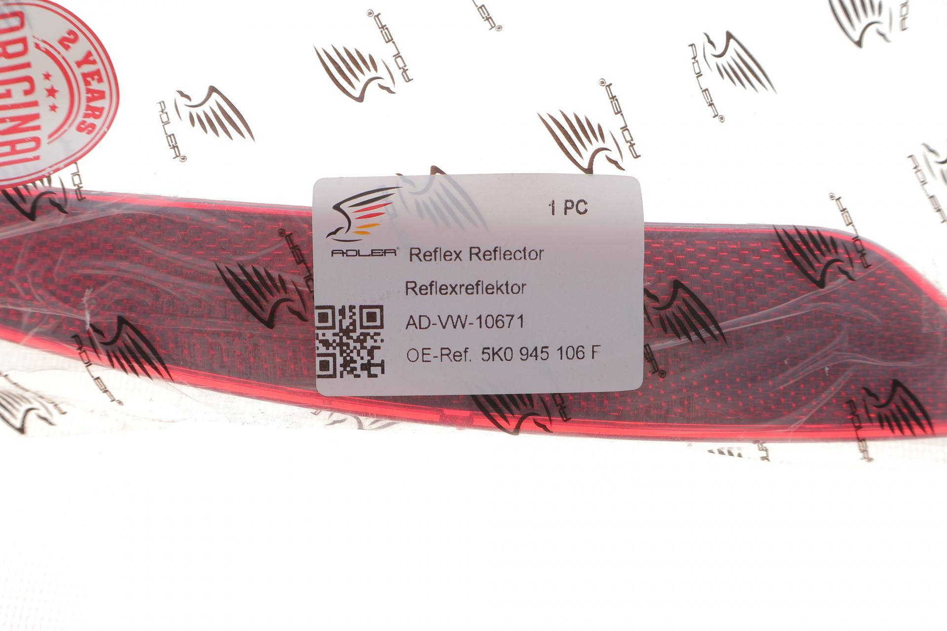 Світловідбивач бампера (заднього) VW Golf VI 08-12 (R)