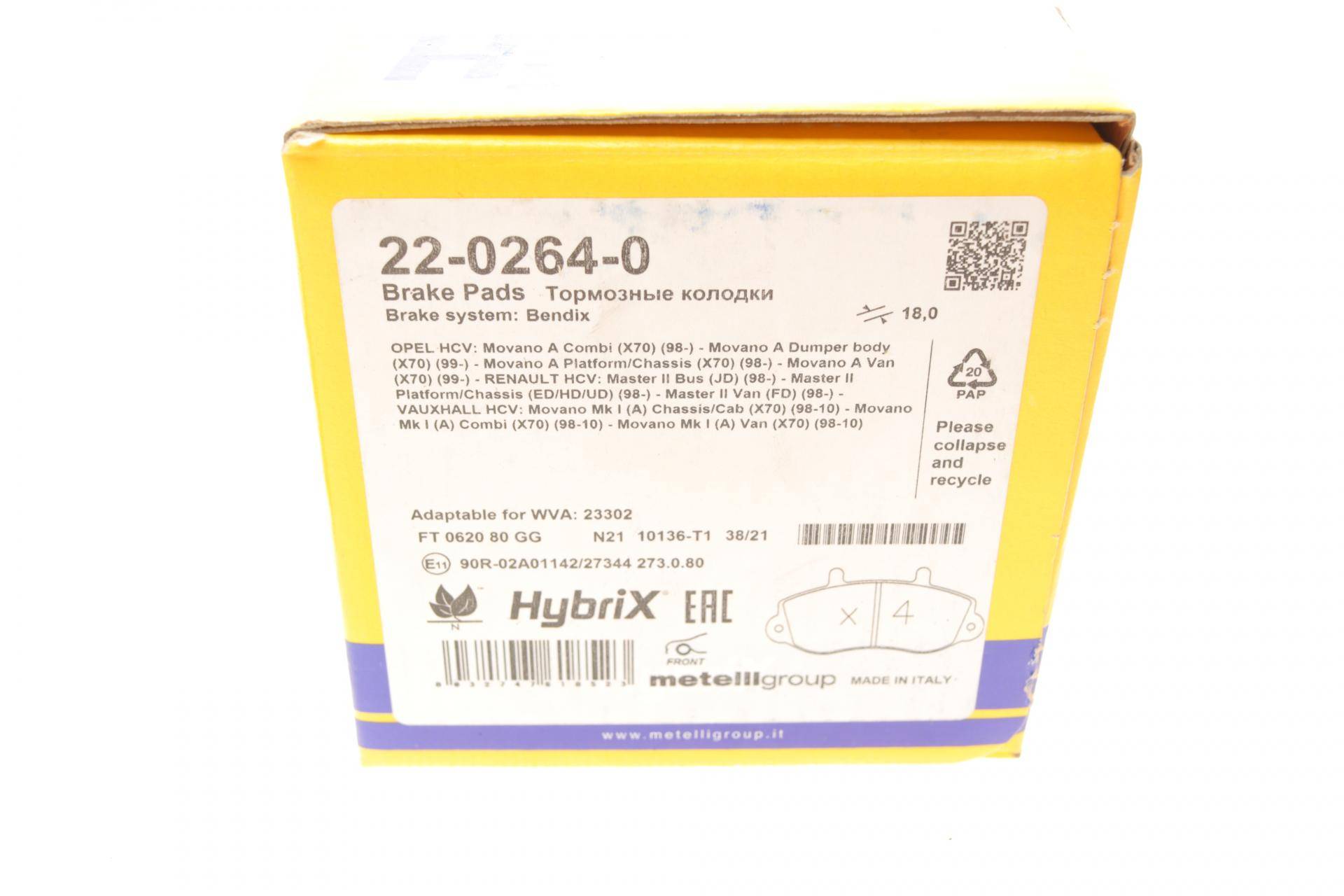 Колодки гальмівні (передні) Renault Master II/Opel Movano 98-01 R15