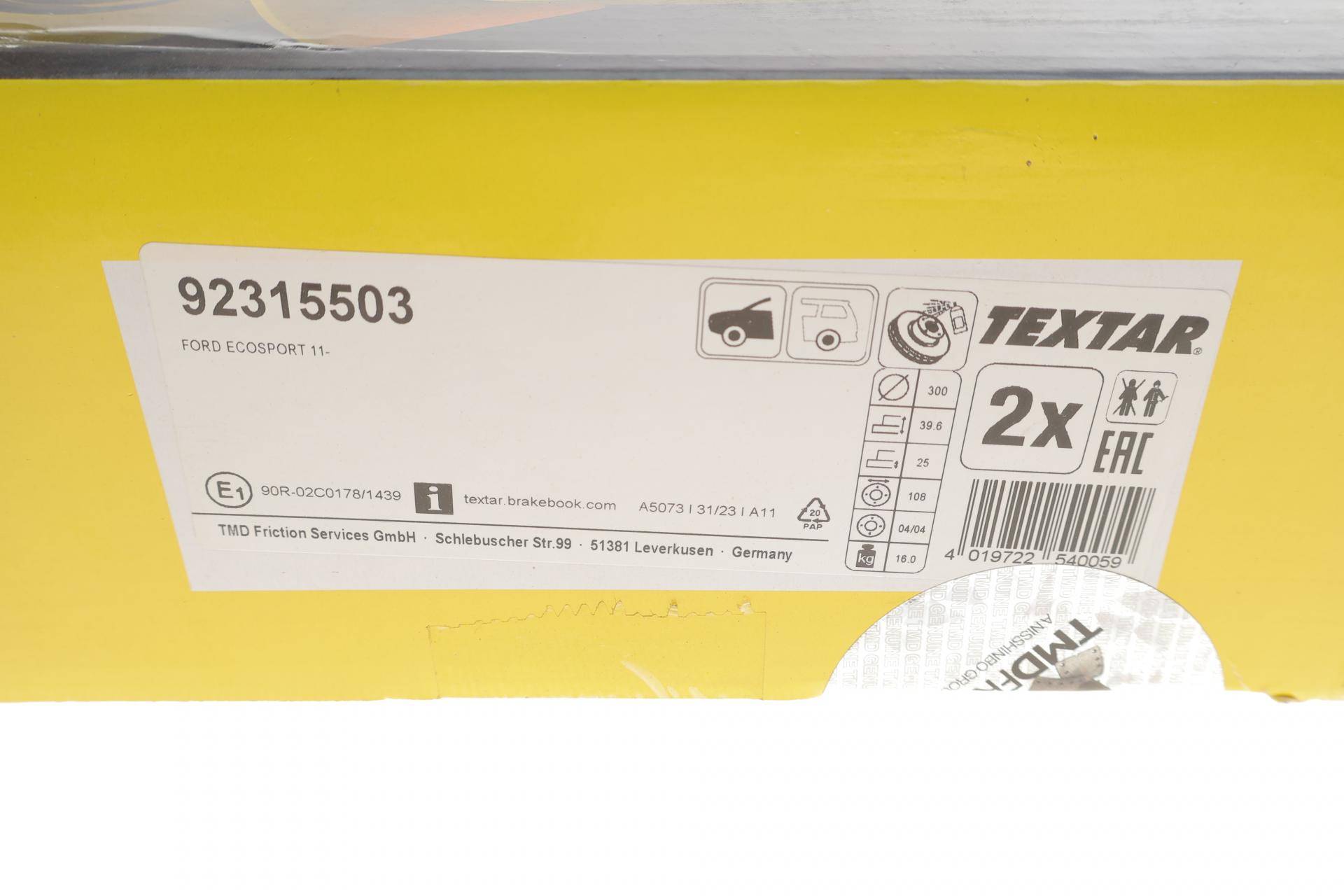 Диск гальмівний (передній) Ford Ecosport 1.0-2.0 12- (300x25) PRO