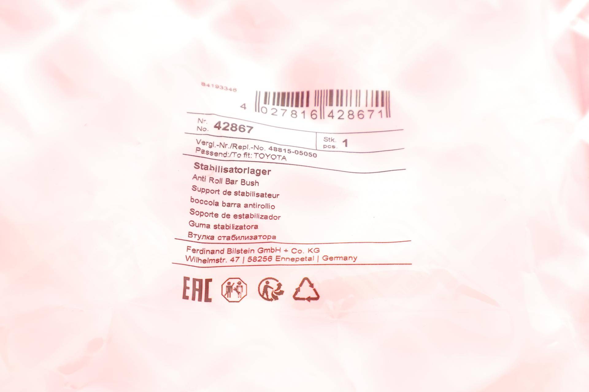 Втулка стабілізатора (переднього) Toyota Avensis 1.6/1.8 16V/2.0 TDi 97-03 (d=22mm)