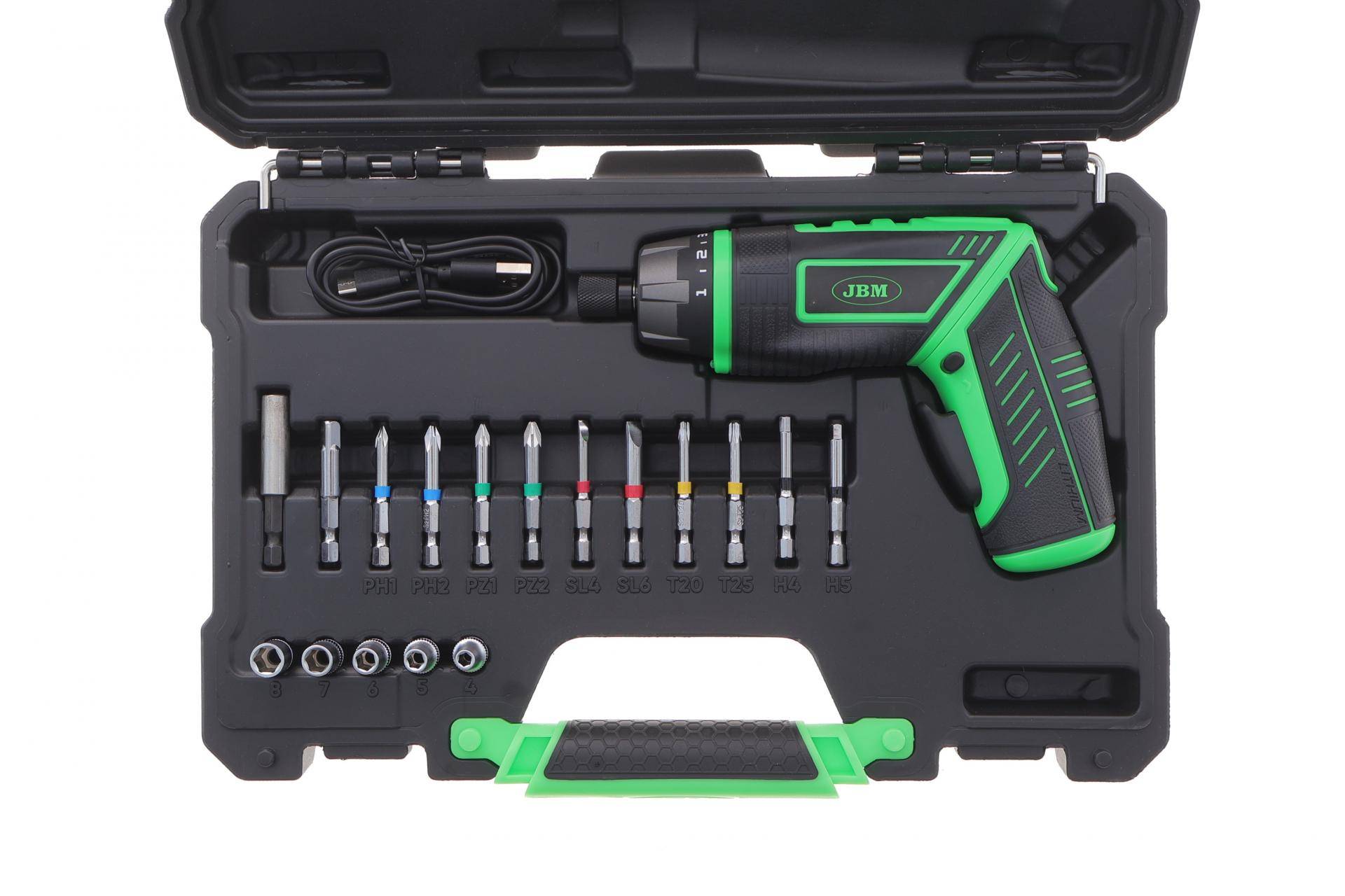 Шуруповерт акумуляторний (1/4"/6 Nm/3.6V) 210 об/Макс (+ кейс з бітами)