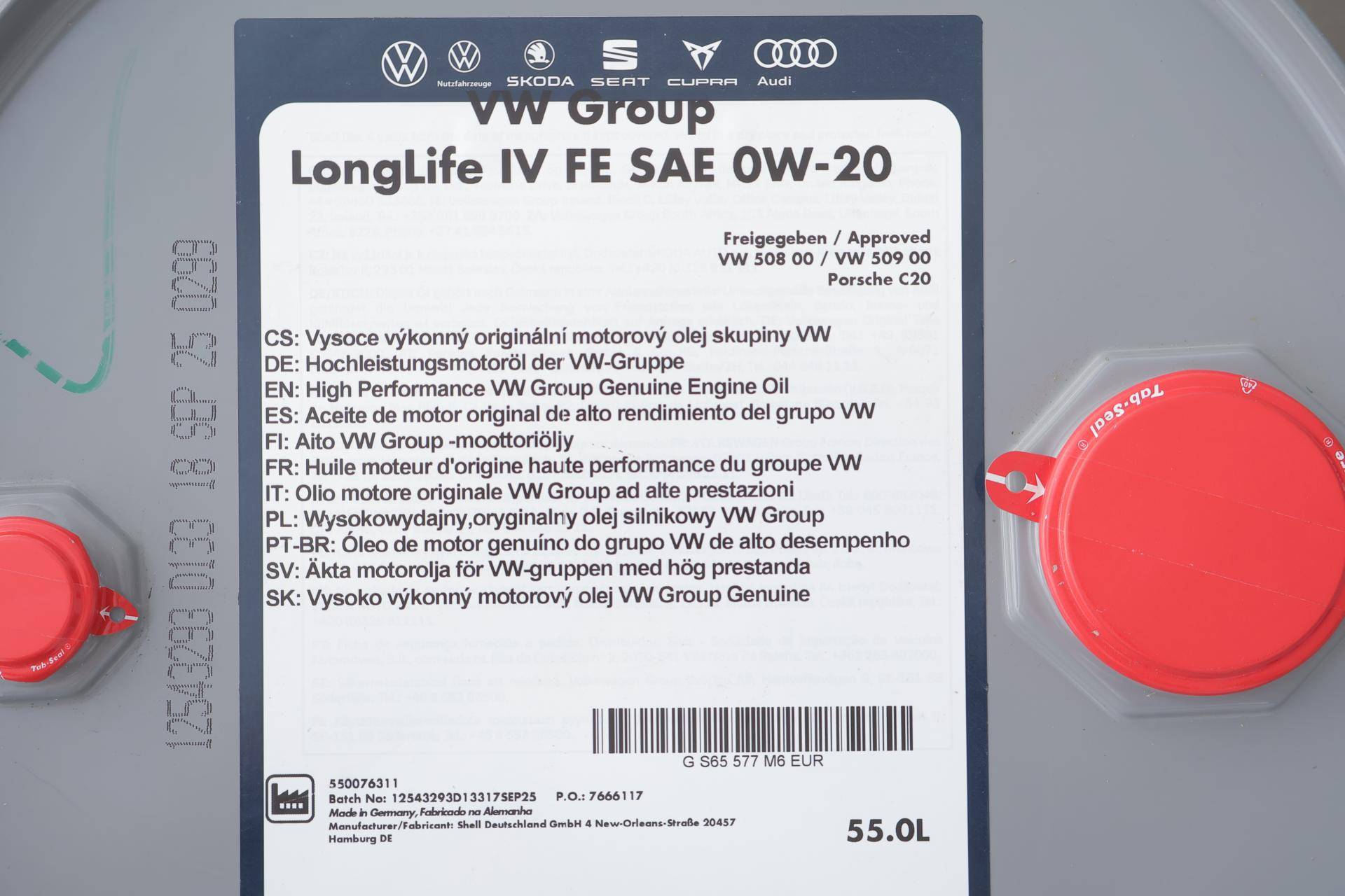 Олива 0W20 LongLife IV (55L) VW 508.00/509.00