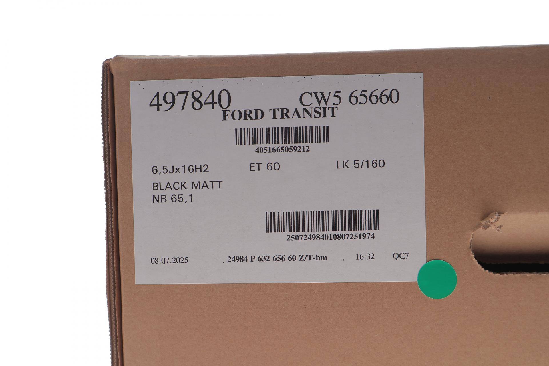 Диск колісний Ford Transit/Custom 14- (6.5Jx16 5x160x65.1 ET60) (black matt) (легкосплавний)