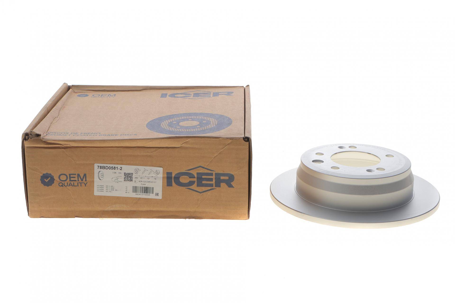 Диск гальмівний (задній) Hyundai i30 07- (262x10) (з покриттям) (повний)