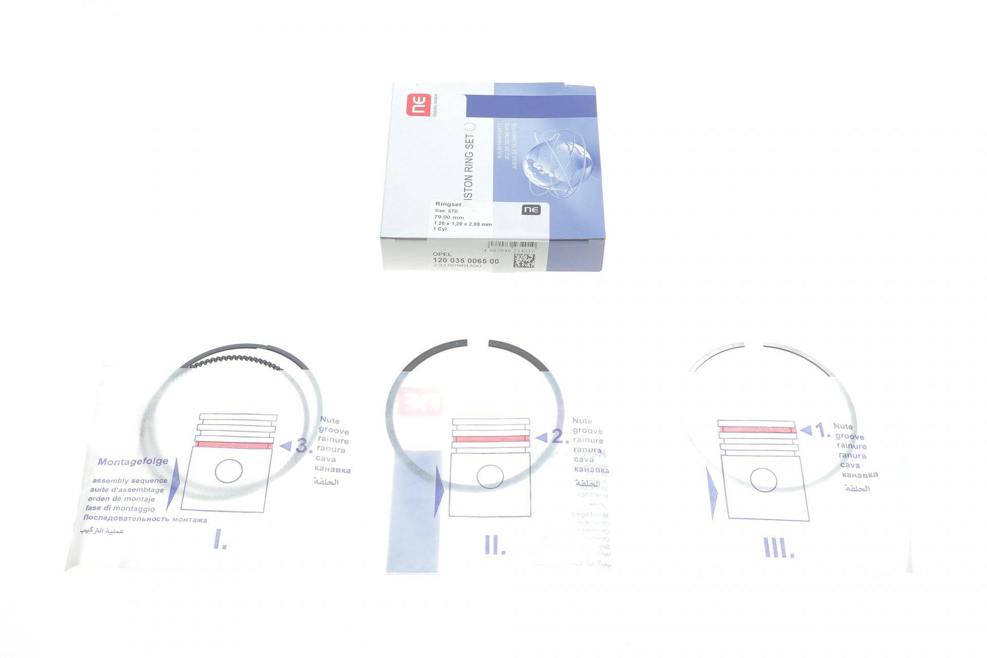 Кільця поршневі Opel Astra/Vectra 1.6i 00- (79.00mm/STD) (1.2-1.2-2)