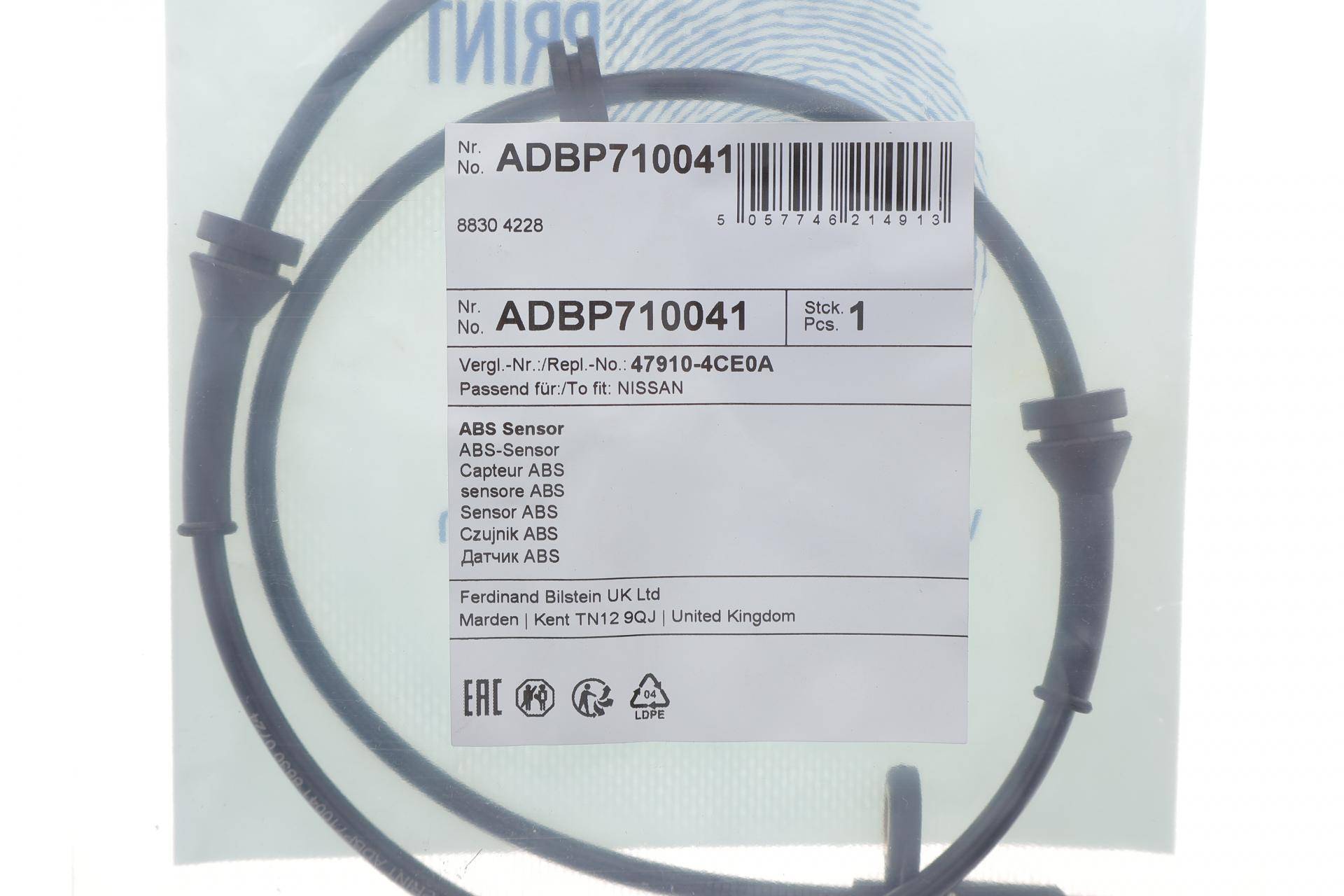 Датчик ABS (передній) Nissan Qashqai/X-Trail 13-/Renault Koleos 16- (L=705mm)