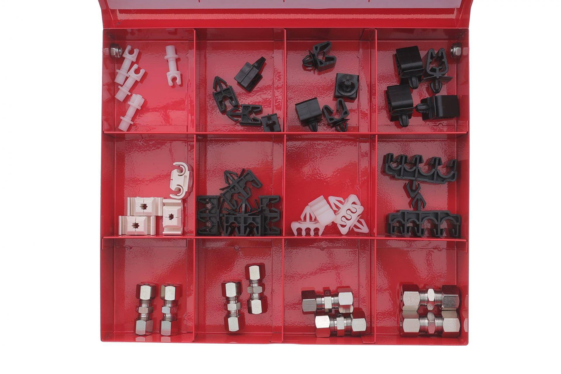 Комплект з'єднувачів і кліпс кріплення трубок гальмівних d=5.0-8.0 (К-кт 38 шт.) = 171-0001D