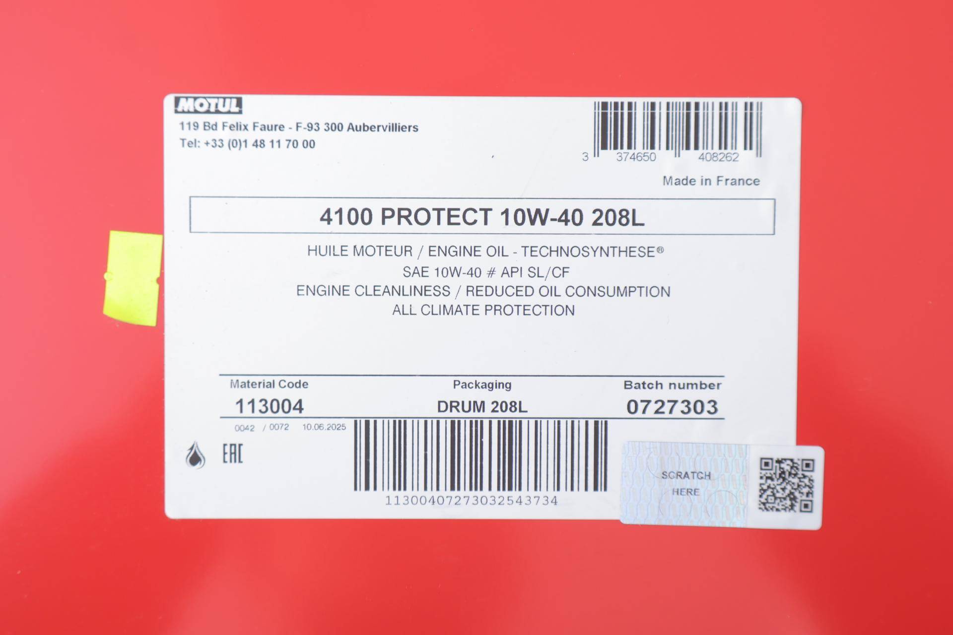 Олива 10W40 4100 PROTECT (208L) (API PERFORMANCE SL/CF) (113004)