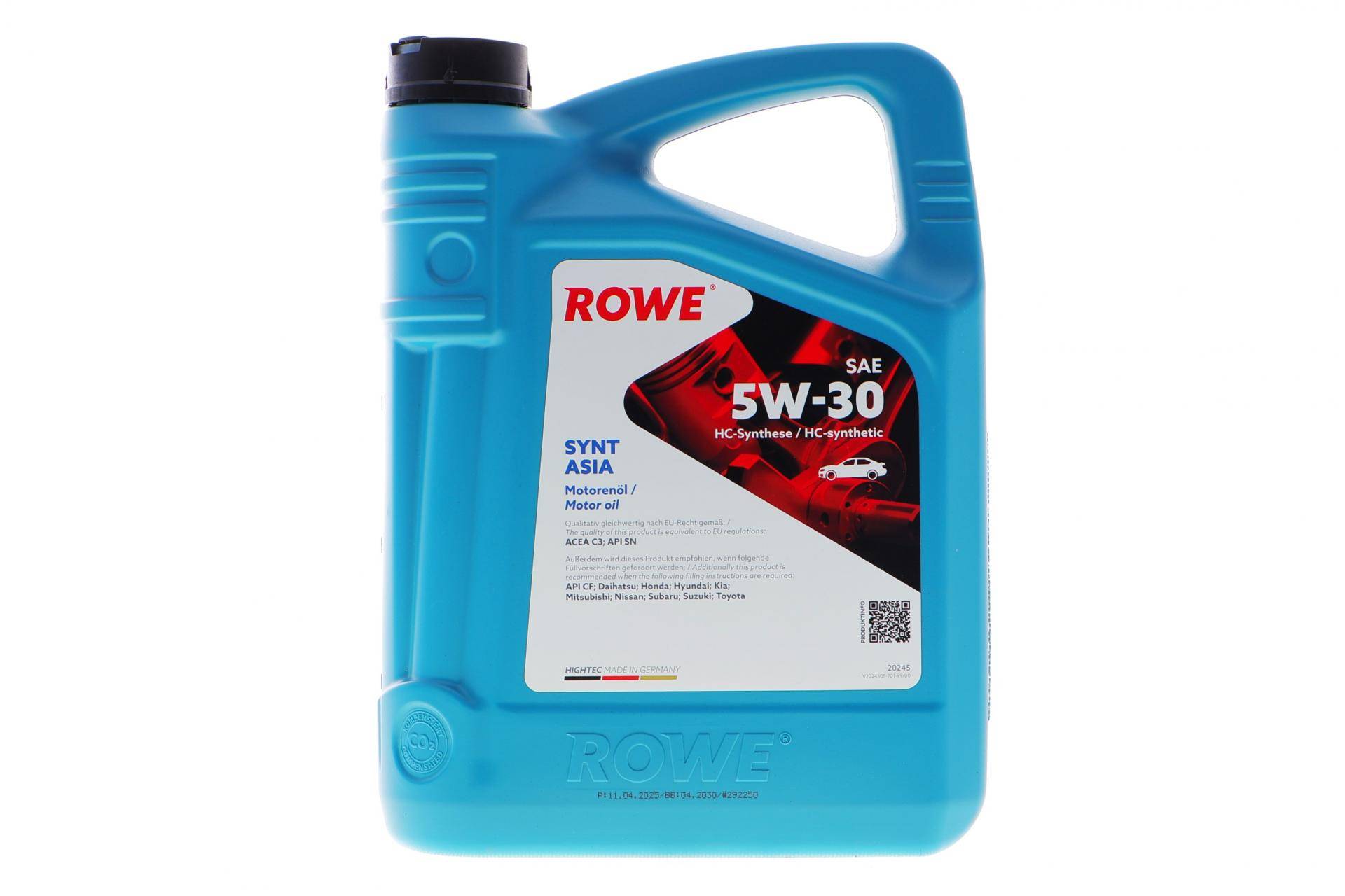 Олива 5W30 HIGHTEC SYNT RS ASIA (4L) (ACEA C3/API SN)