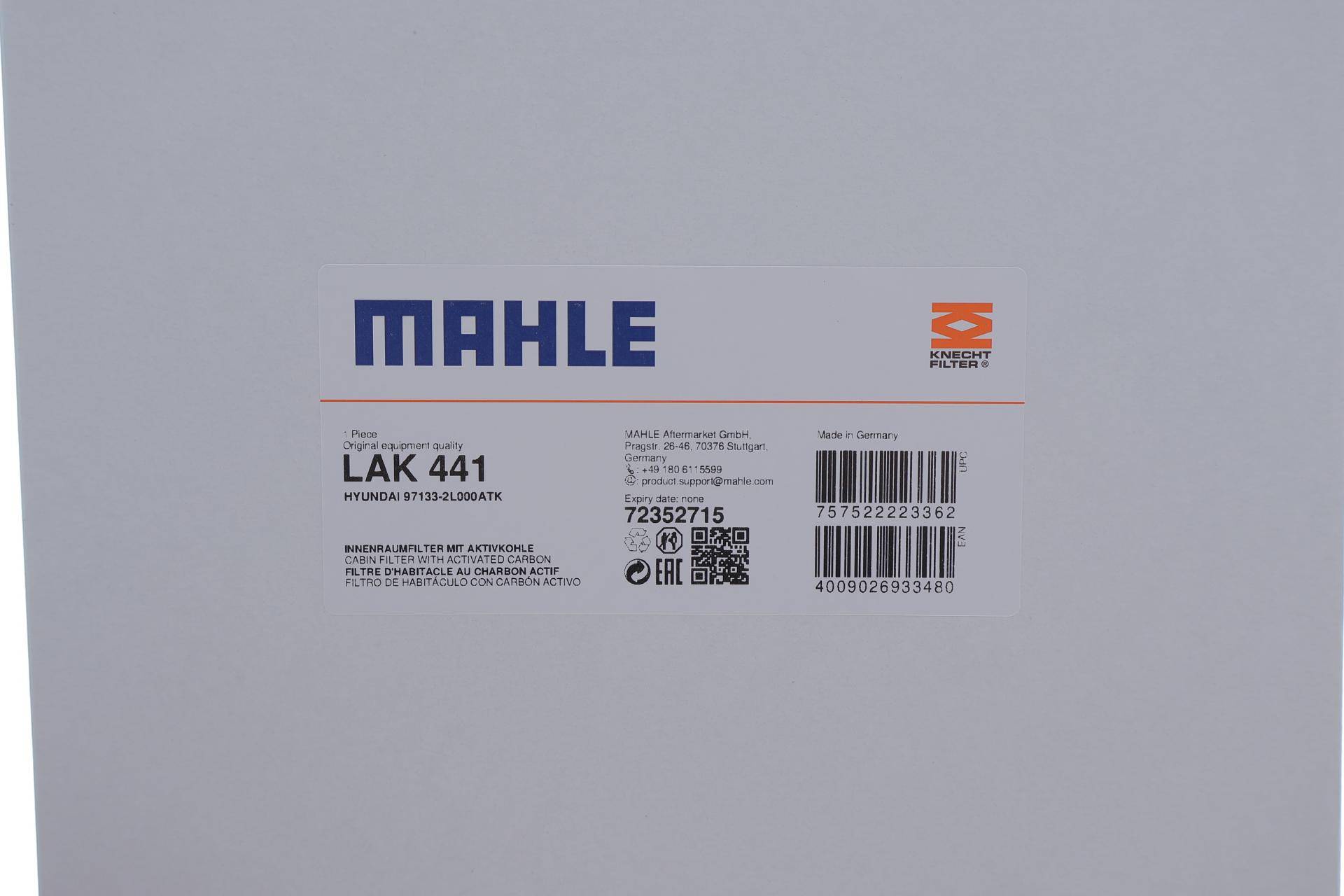 Фільтр салону Hyundai I30/Kia Cee'd 06- (вугільний)